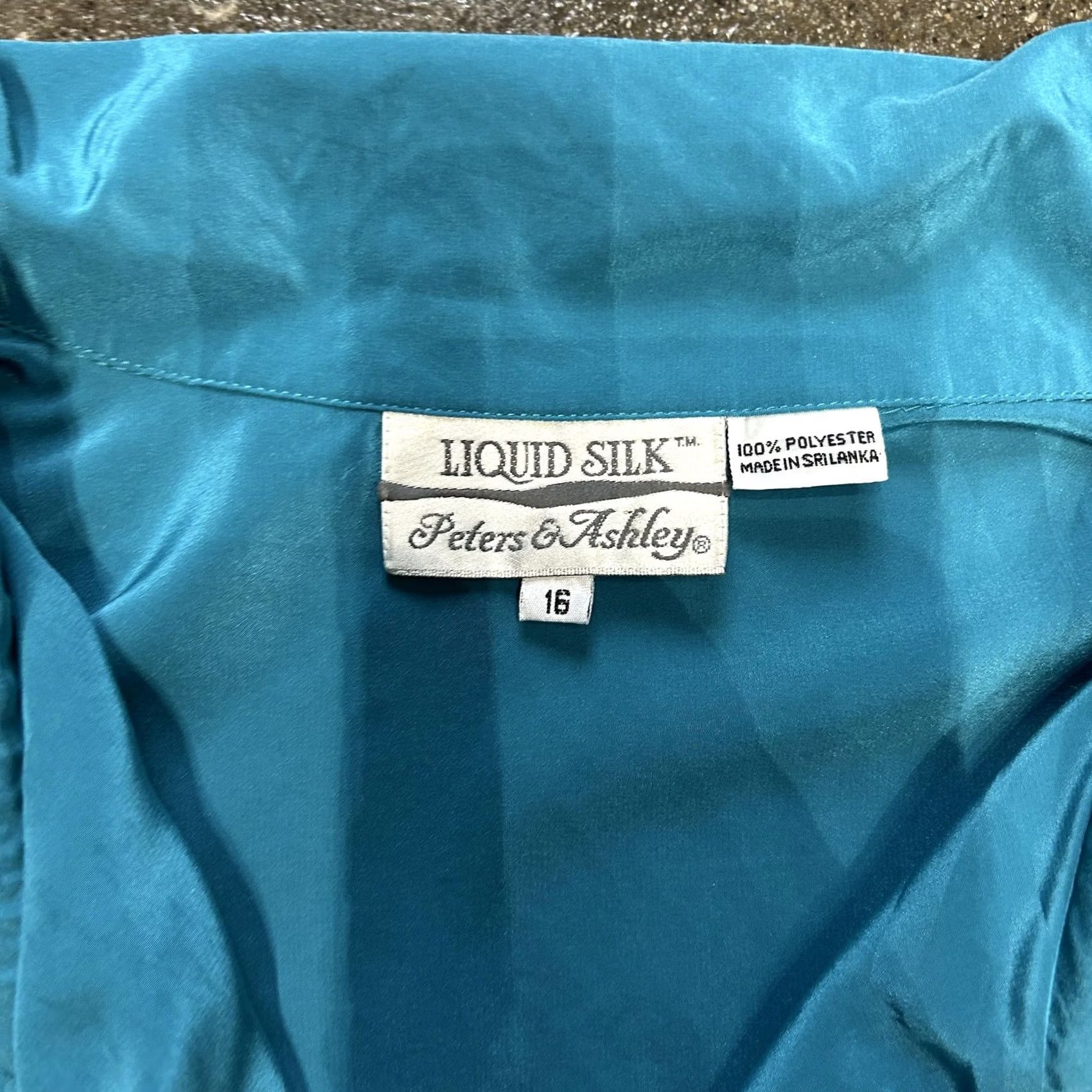 Liquid Blue Peters & Ashley Shirt Womens 16 Blue Liquid Silk Embroidered Button Front Top Size XXL / US 16-18 / IT 52-54 - 3 Thumbnail