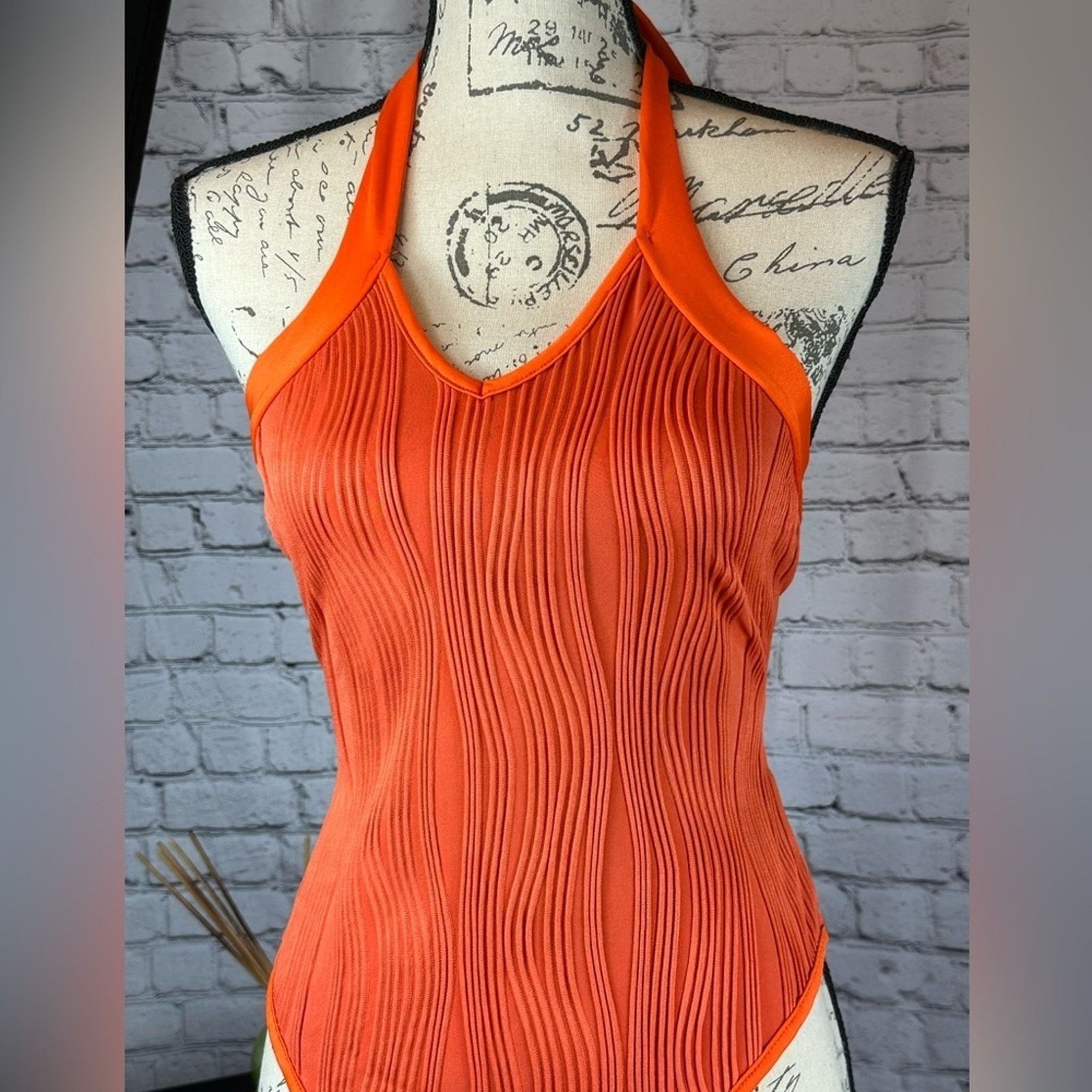Other Crisscross Tie Backless Halter Bodysuit - Orange - 8/10 Size L / US 10 / IT 46 - 10 Thumbnail