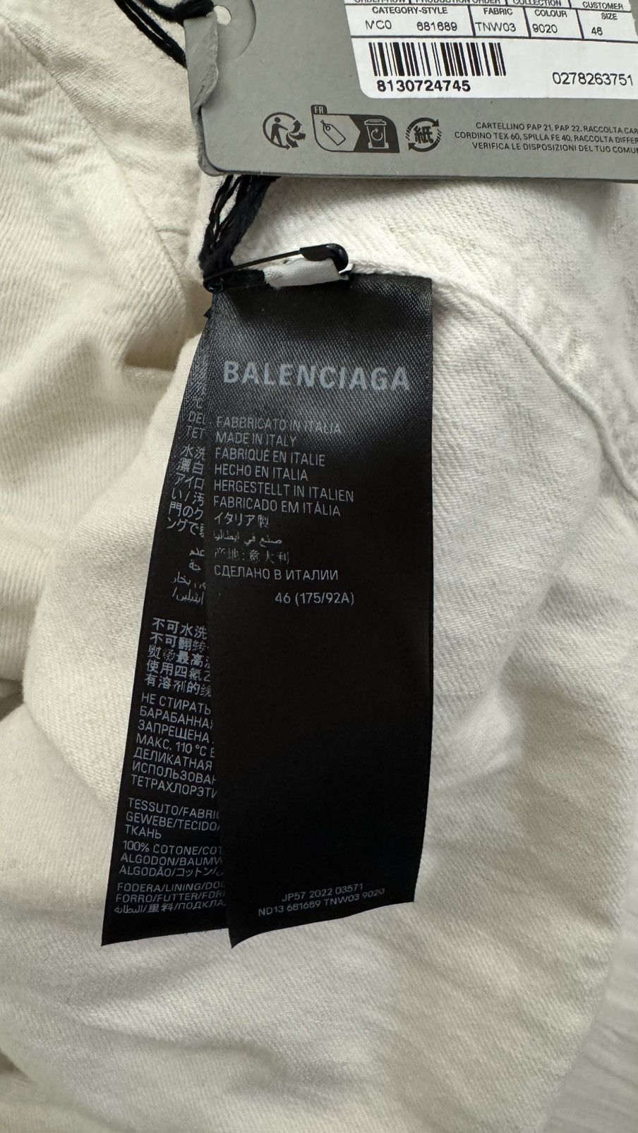 Balenciaga Balenciaga “Dirty Cream” Padded Denim Jacket Size US S / EU 44-46 / 1 - 8 Thumbnail