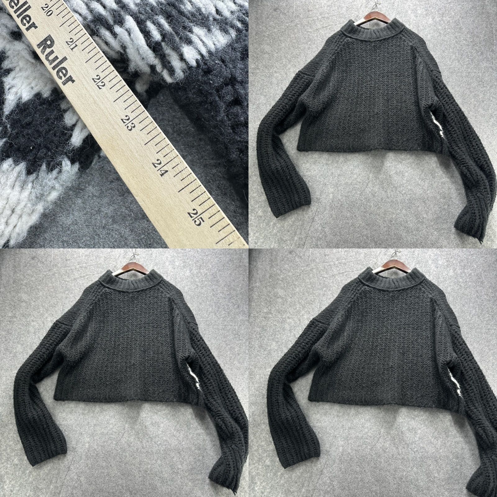 Free People Free People Sweater Womens Medium Black Fair Isle Mock Neck Cropped Pullover Size M / US 6-8 / IT 42-44 - 9 Thumbnail