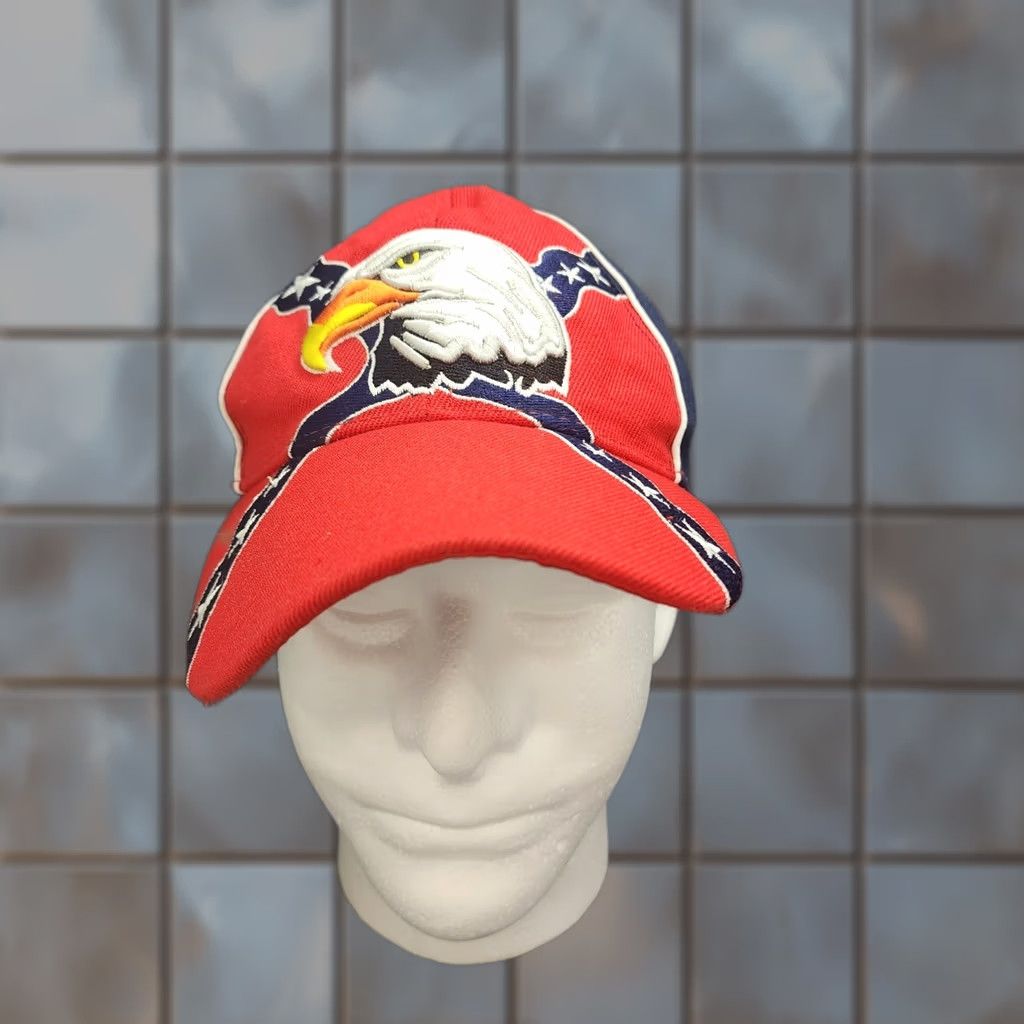 Vintage VINTAGE Eagle Patriotic Hat Red Blue Rebel USA Graphic Cap Americana Adjustable Men One Size Blue Baseball Cap Mens Size ONE SIZE - 1 Thumbnail