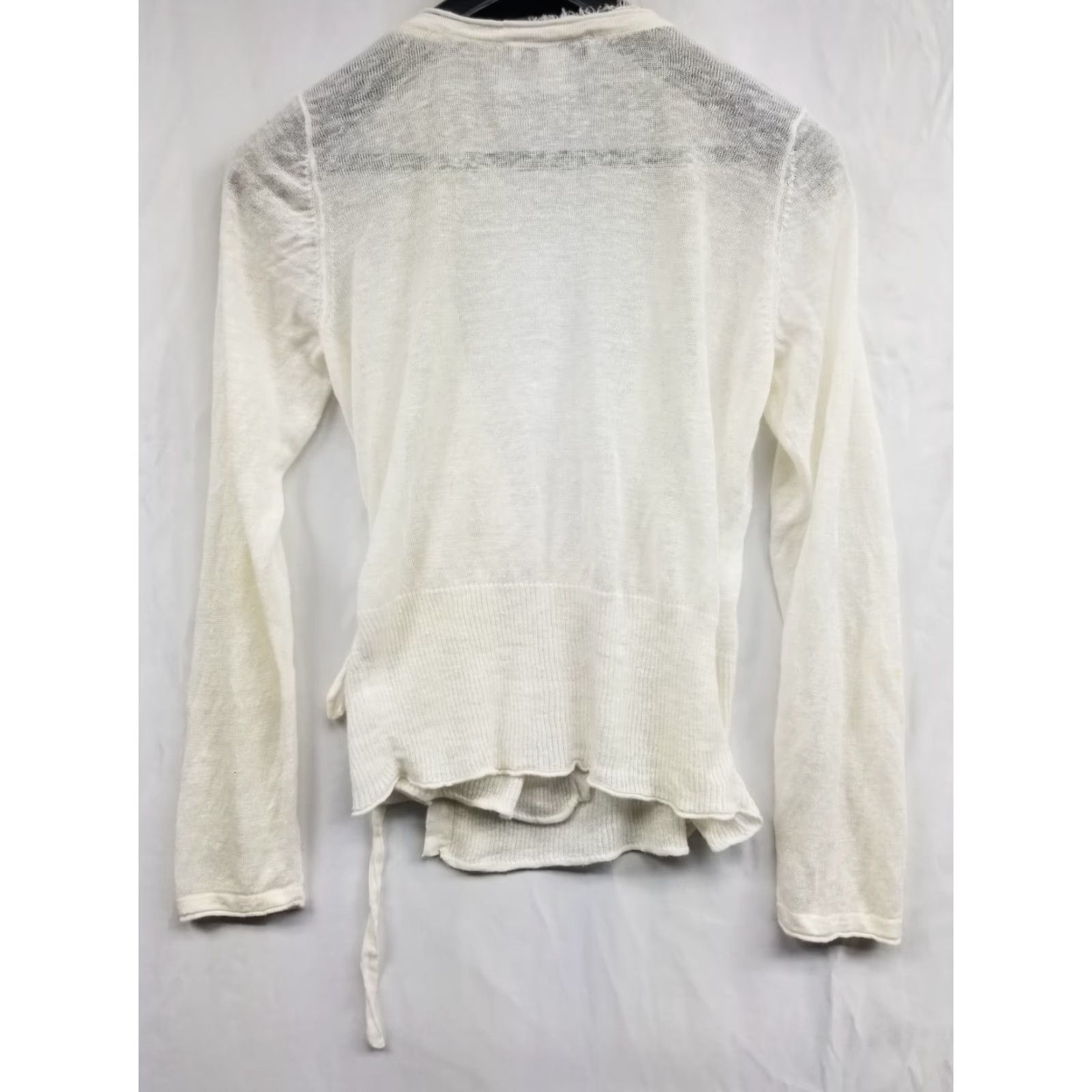 White House Black Market White House Black Market T-Shirt Women White Linen Blend V-Neck Sleeveless Open Tie L White Women Men’s? Size L / US 10 / IT 46 - 2 Thumbnail