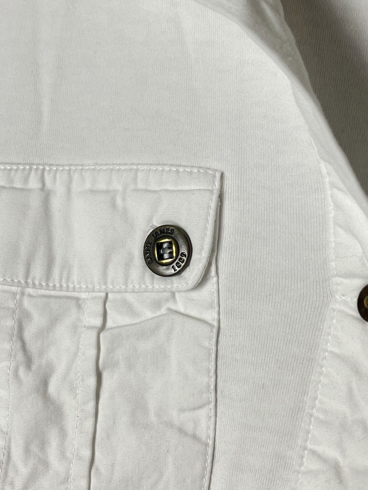 Designer × Saint James × Vintage Women’s Saint James Blouse Shirt White Sleeve 3/4 USA 10 Size L / US 10 / IT 46 - 3 Thumbnail