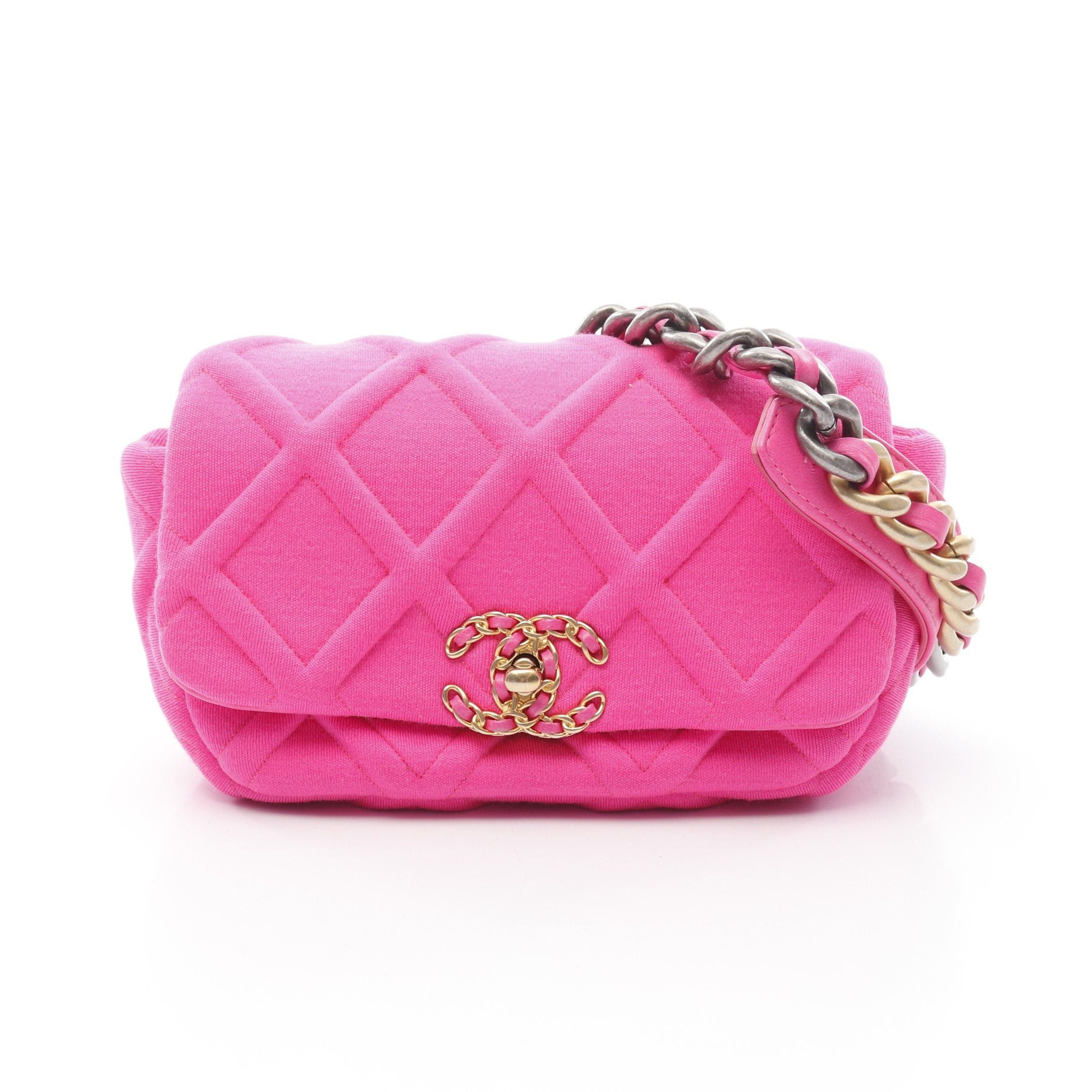 Chanel Chanel Chanel19 Waist Bag Jersey Fiber Leather Pink Gold Hardware Size ONE SIZE - 1 Thumbnail