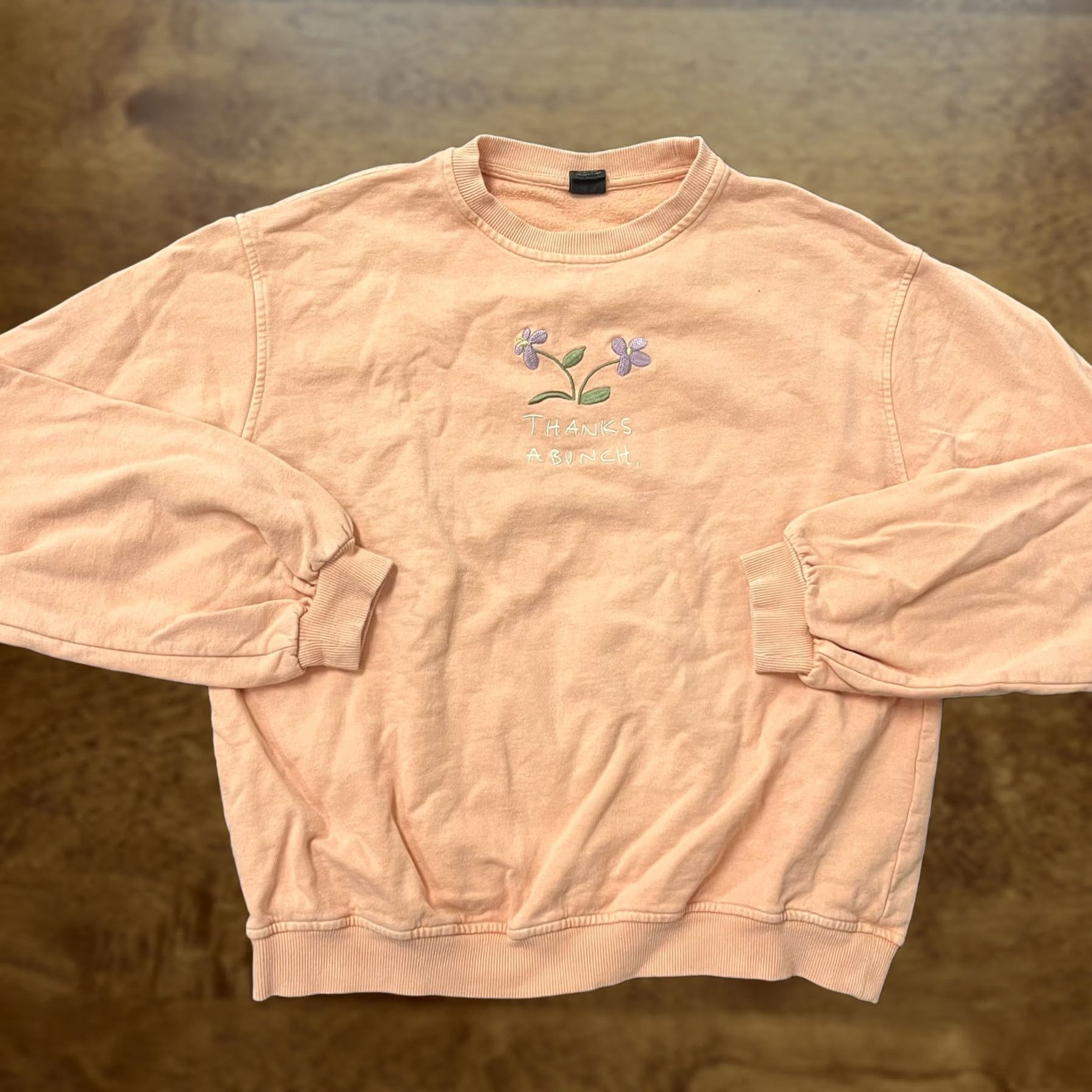 Urban Outfitters Urban Outfitters Sweatshirt Womens XS/S Orange Thanks A Bunch Floral Embroidered Size XS / US 0-2 / IT 36-38 - 1 Thumbnail