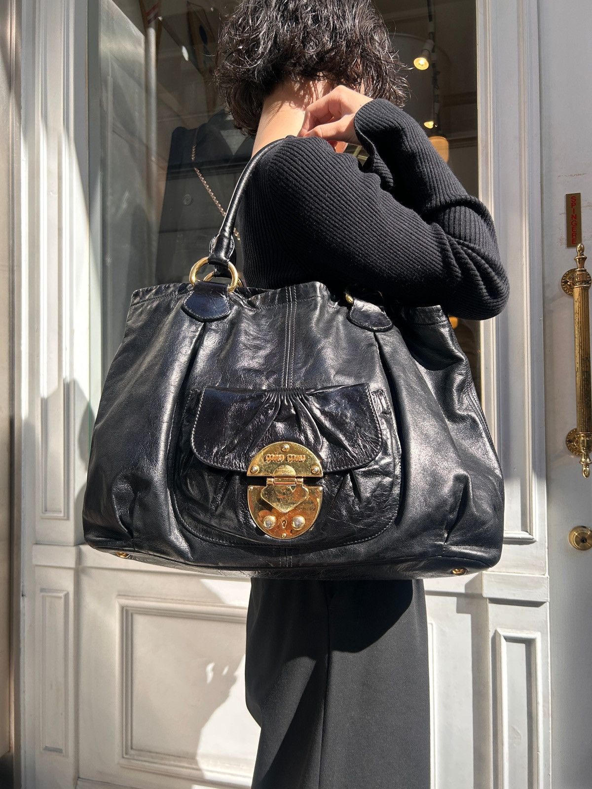 Miu Miu - Vitello Lux Leather Pocket Front Shoulder Bag