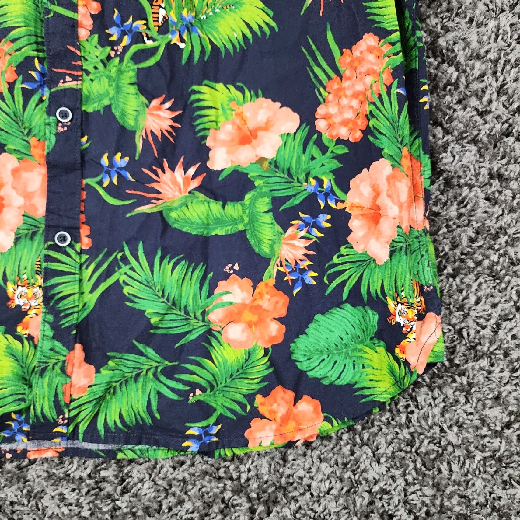 Denime Denim & Flower Shirt Mens XL Floral Button-Up Short Sleeve Blue Green - Denim & Flower Mens XL Floral Button-Up Shirt Short Sleeve Green Blue Size US 36 / EU 52 - 2 Thumbnail