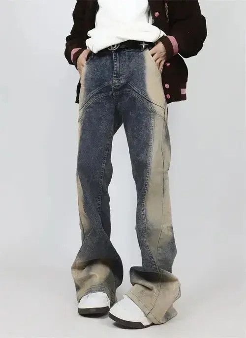 Japanese Brand VIBE Street wash spliced gradient design baggy hip hop jeans Size US 32 / EU 48 - 2 Thumbnail