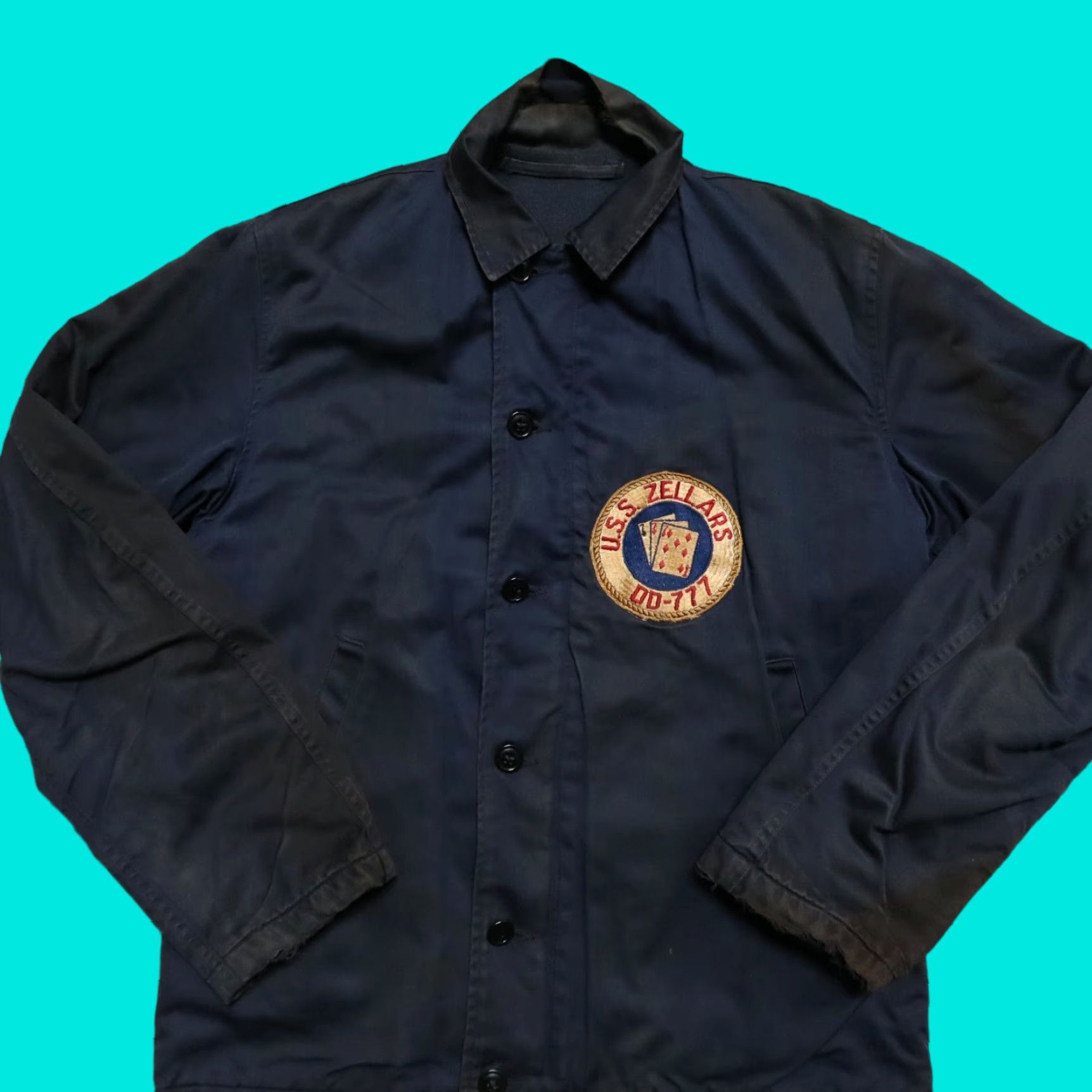 Vintage Vintage US Navy Deck Jacket Patch USN Navy Jacket Men 38 Navy Vintage USS Zellars DD-777 US Navy Deck Jacket Patch USN Mens Jacket Size US XXS / EU 40 - 1 Thumbnail
