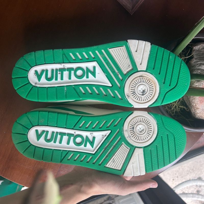 Louis Vuitton Louis Vuitton Green Leather Low-Top Trainers - Size US 8.5 / EU 41-42 - 4 Thumbnail