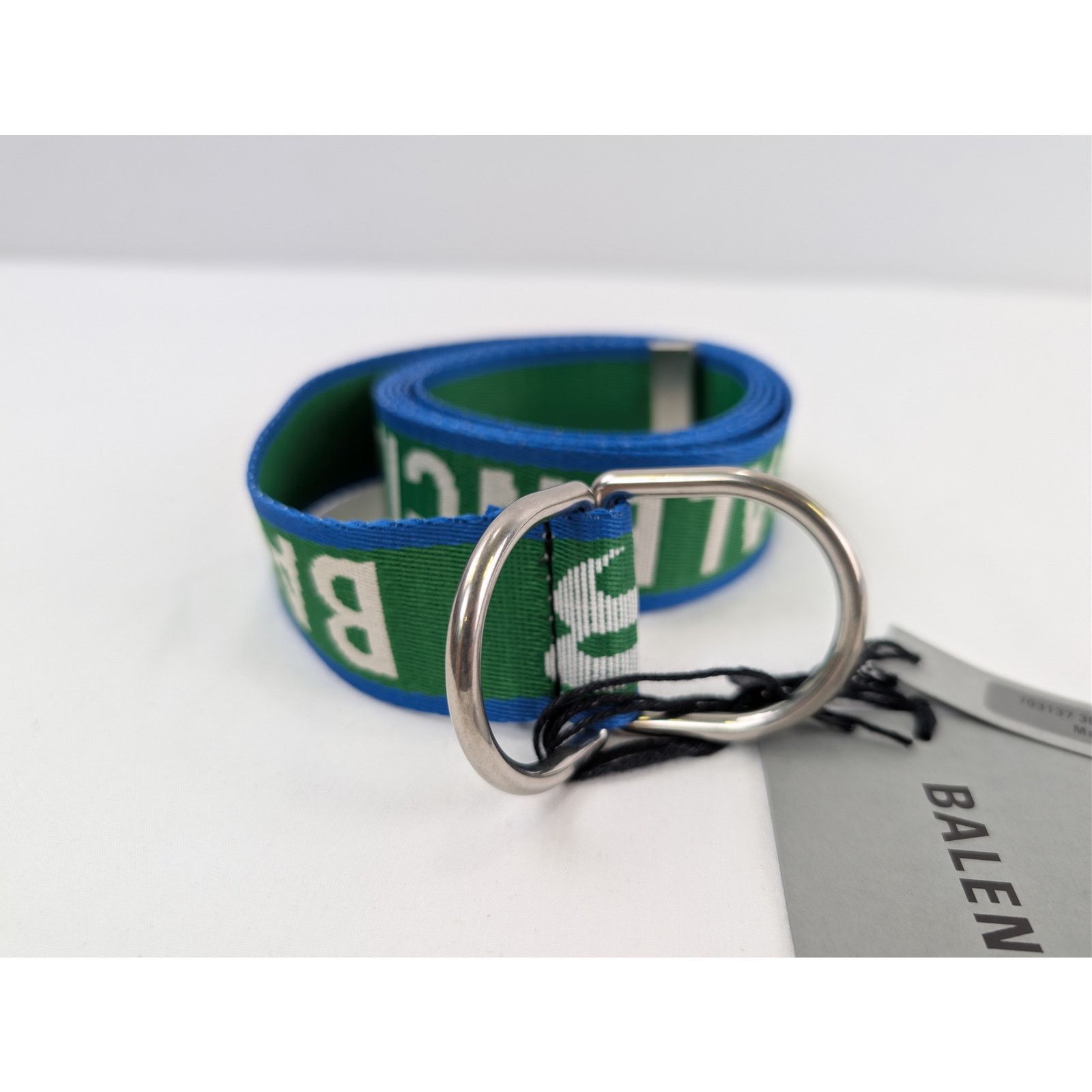 Balenciaga o1rshd1 Q:3 / Size: OS / D Ring Belt 35 in Green/Navy/Grey Size ONE SIZE - 3 Thumbnail