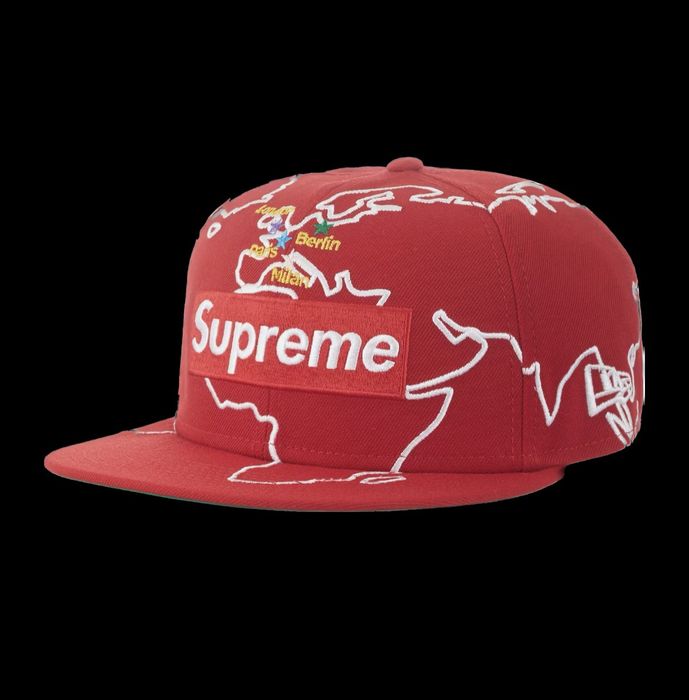 Supreme Supreme Global New Era Fitted Hat Red Size 7 1/2 | Grailed