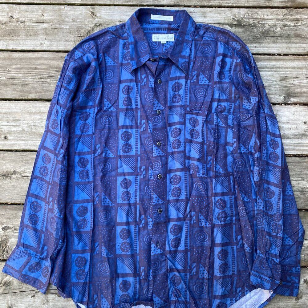 Dior Vintage 1997 Christian Dior Circle Pattern Button Up Dress Size US XL / EU 56 / 4 - 5 Thumbnail