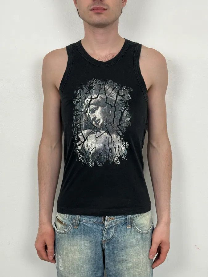 Jean Paul Gaultier 2000s Jean Paul Gaultier Black Destructured Face Tank Top Size US S / EU 44-46 / 1 - 2 Thumbnail