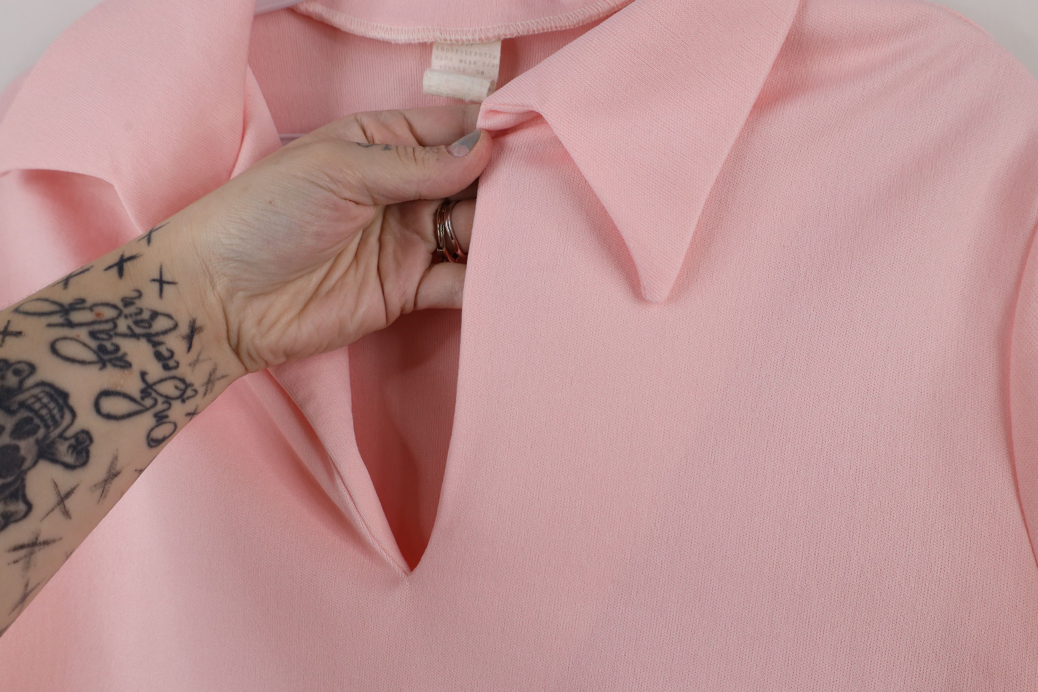 Vintage Vintage 70s Streetwear Collared Long Sleeve Polo Pink USA Size XXL / US 16-18 / IT 52-54 - 5 Thumbnail