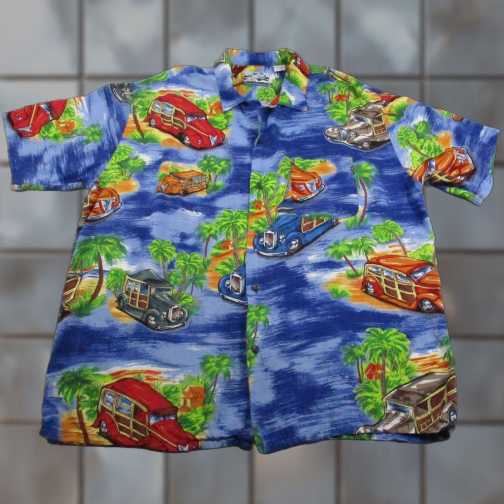Vintage Pineapple Connection Shirt Mens Large Blue Hawaiian Rayon Car Aloha Print Button-Up Casual Short Sleeve Vintage Mens Size US L / EU 52-54 / 3 - 1 Thumbnail