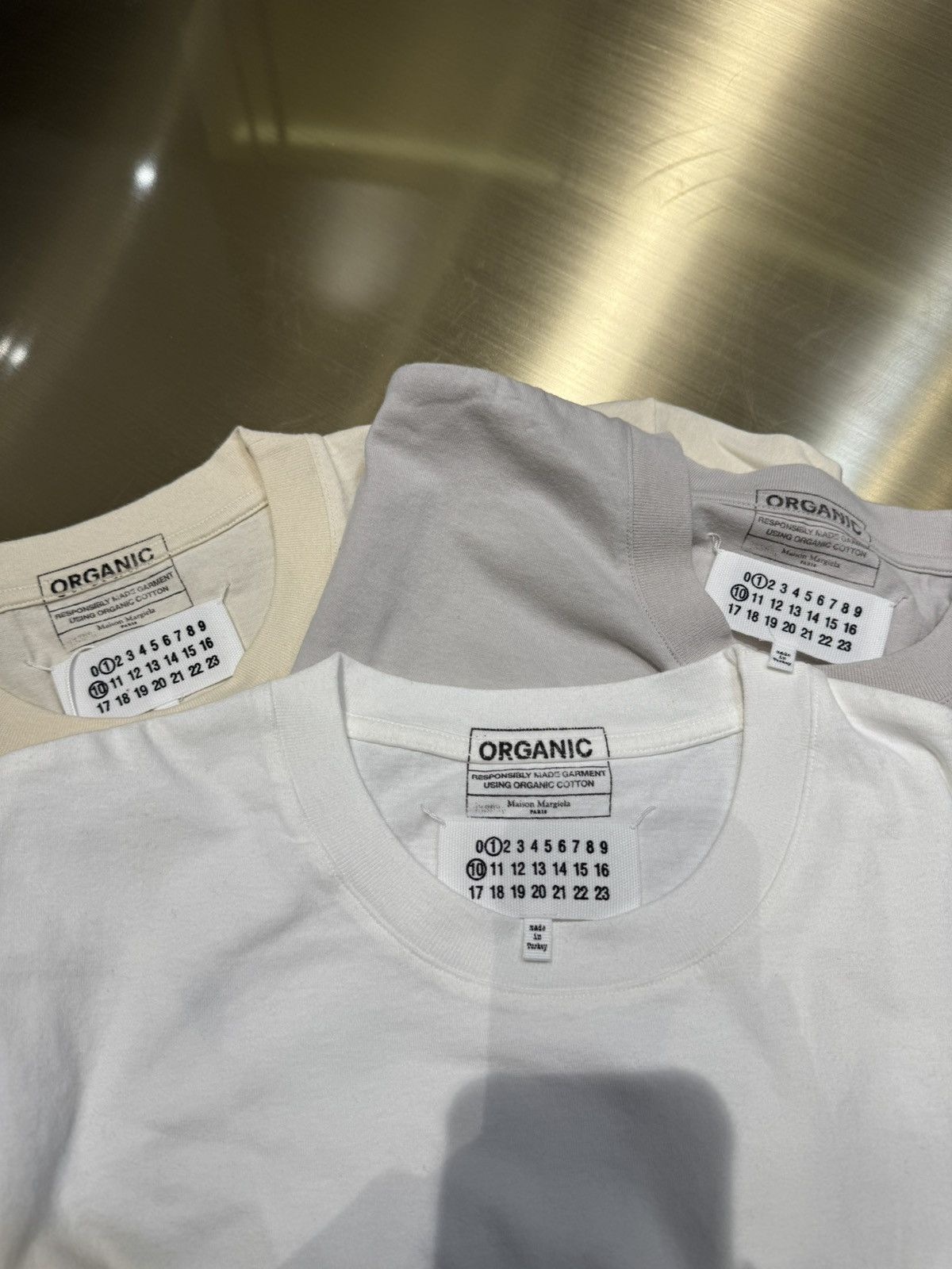 Maison Margiela New 3-Pack Organic Cotton TShirts- Grey/White/Off-White, S Size US S / EU 44-46 / 1 - 9 Thumbnail