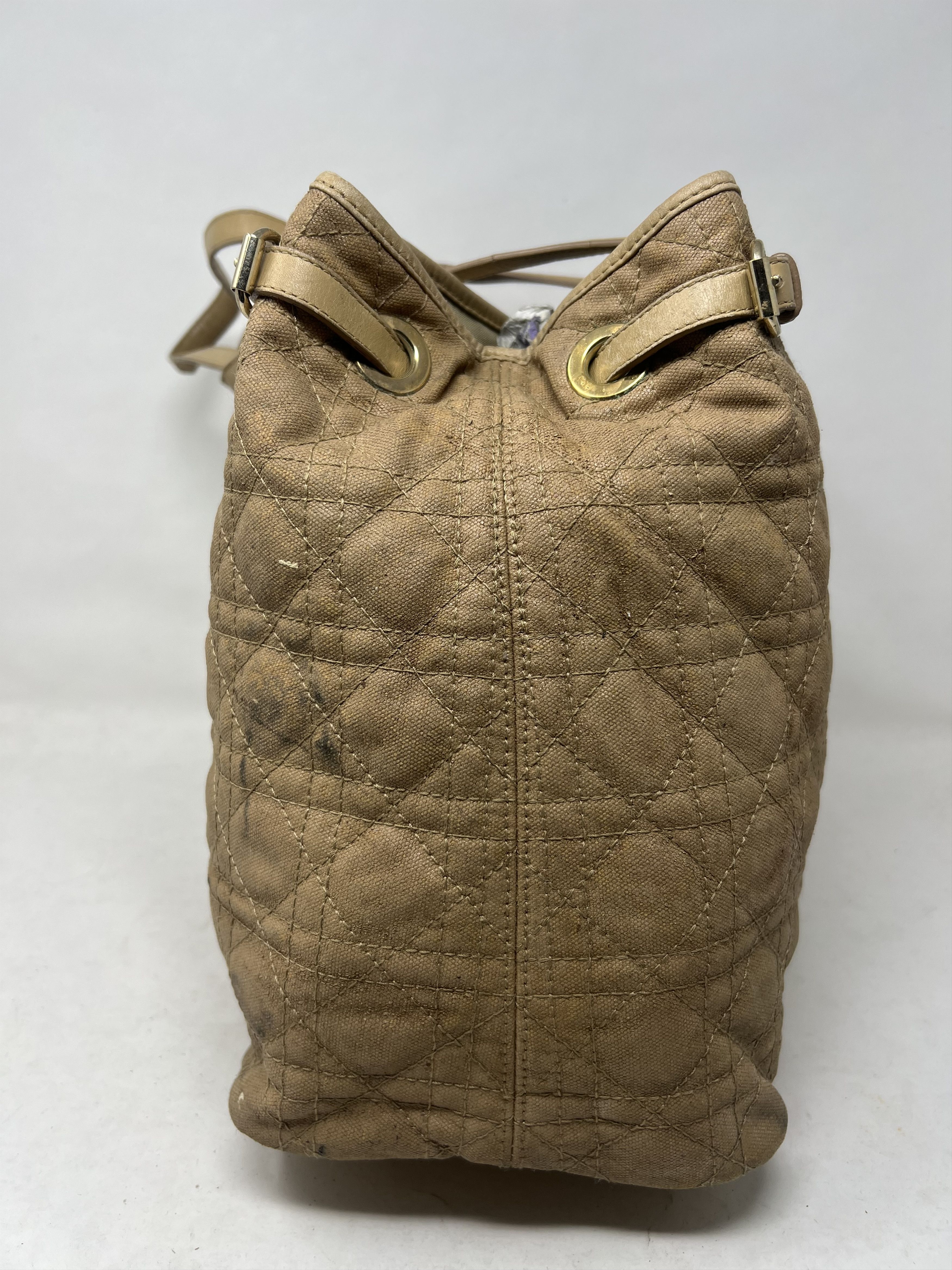 Christian Dior Monsieur Christian Dior Panarea Cannage Quilted Canvas Tote Size ONE SIZE - 5 Thumbnail