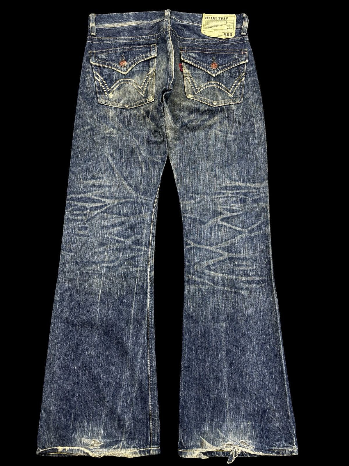 Edwin 💥90s Flare Style💥Vintage Edwin 503 Crazy Fades Denim K34 Size US 35 - 1 Thumbnail