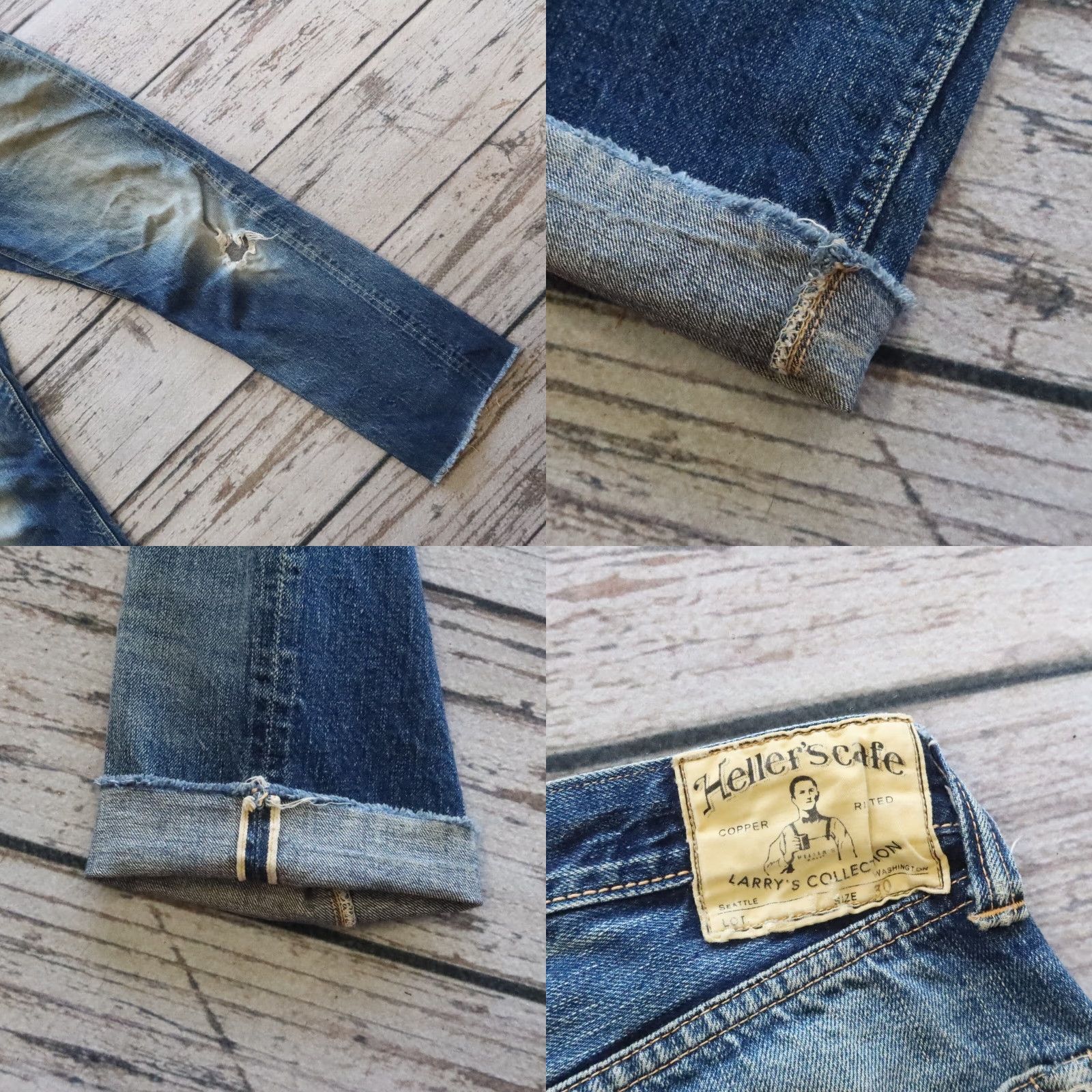 Vintage VINTAGE Heller's Cafe Jeans Selvedge Denim 30 Blue Mens Jeans Vintage 30 Selvedge Denim Jeans Hardwearing 90s? Size US 30 / EU 46 - 9 Thumbnail