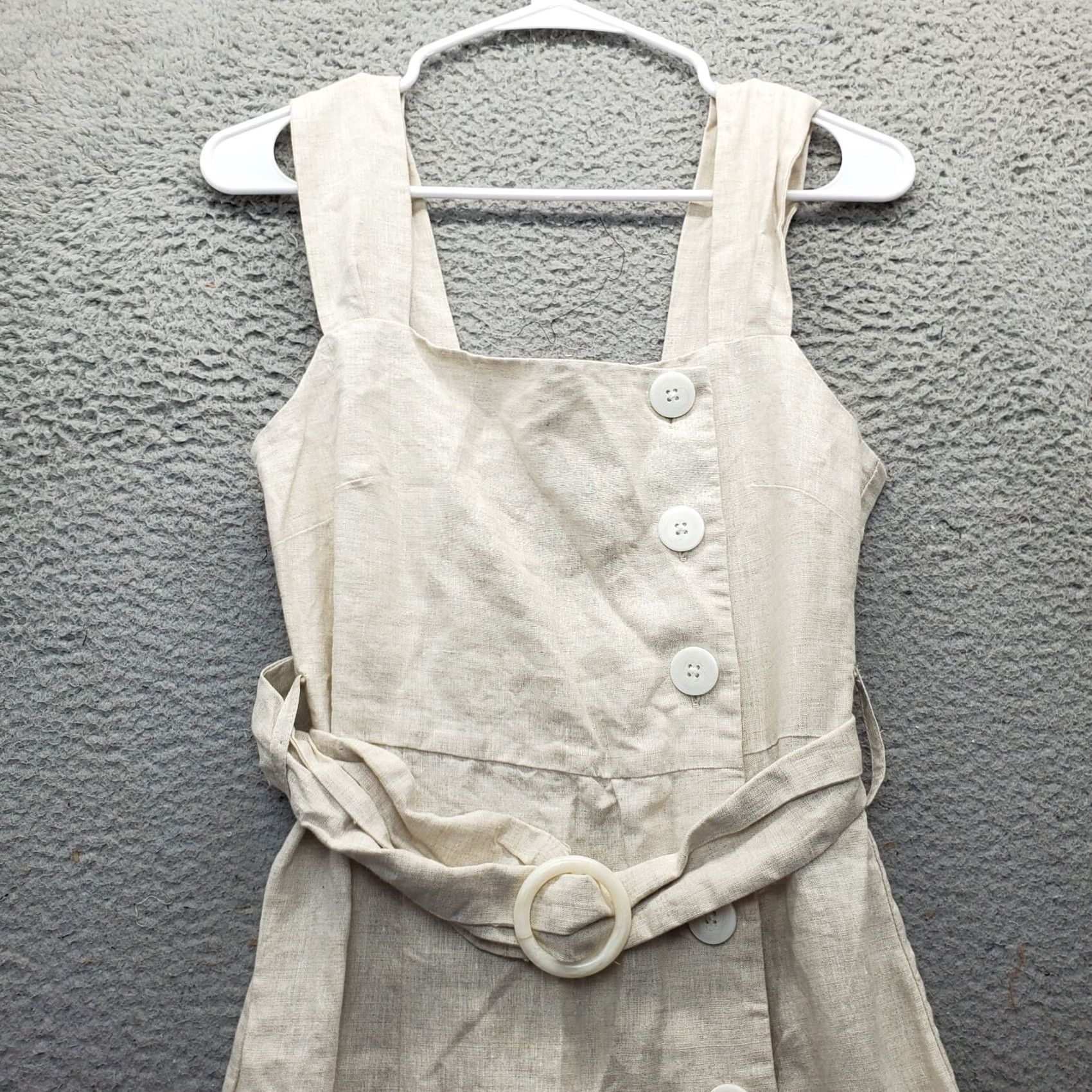 Vintage MNG Casual Maxi Dress Womens Size 2 Tan Waist Belt Button Front Front, Strap, Sleeveless, Square Neck, Long, Casual, 90s? Size XS / US 0-2 / IT 36-38 - 7 Thumbnail