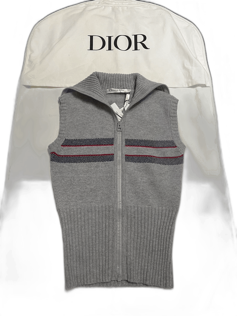 Dior Gray Cashmere Lucky Star Knit Top