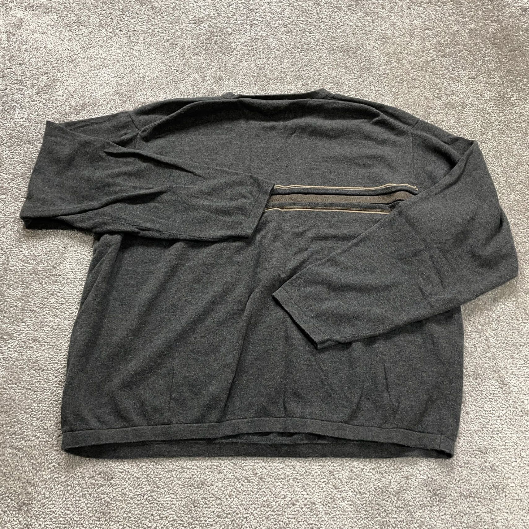 Dockers DOCKERS Sweater Mens 2XL Gray Striped Crew Neck Knit Cotton Long Sleeve Pullover Size US XXL / EU 58 / 5 - 2 Thumbnail