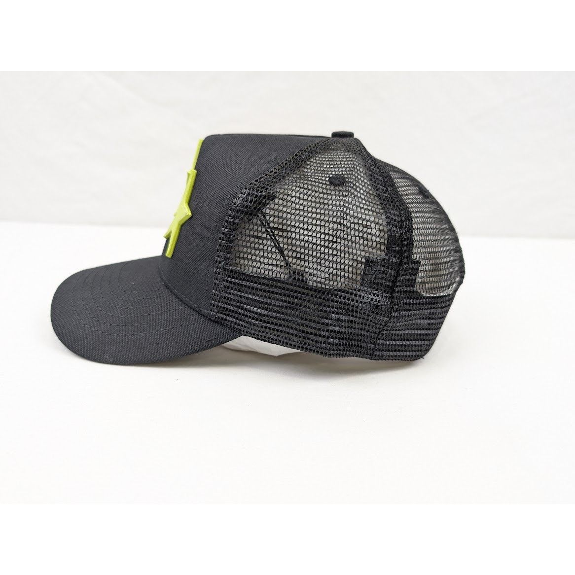 Amiri o1rshd1 Q:12 / Three Star Trucker Cap / Hat in Black/Lime Size ONE SIZE - 8 Thumbnail