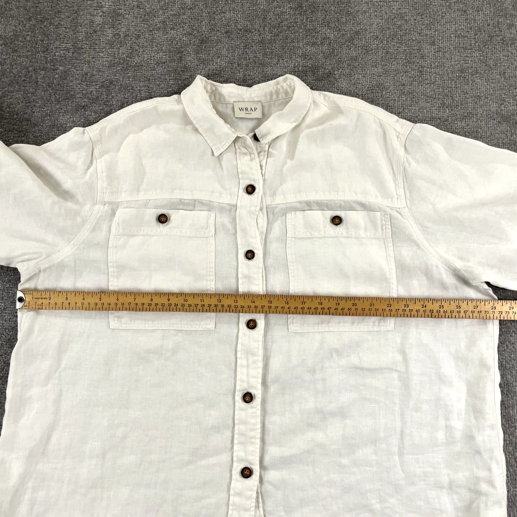 Vintage WRAP London Shirt Womens Size UK 18 US 14 100% Linen Oversized Button Up Blouse Size XL / US 12-14 / IT 48-50 - 5 Thumbnail