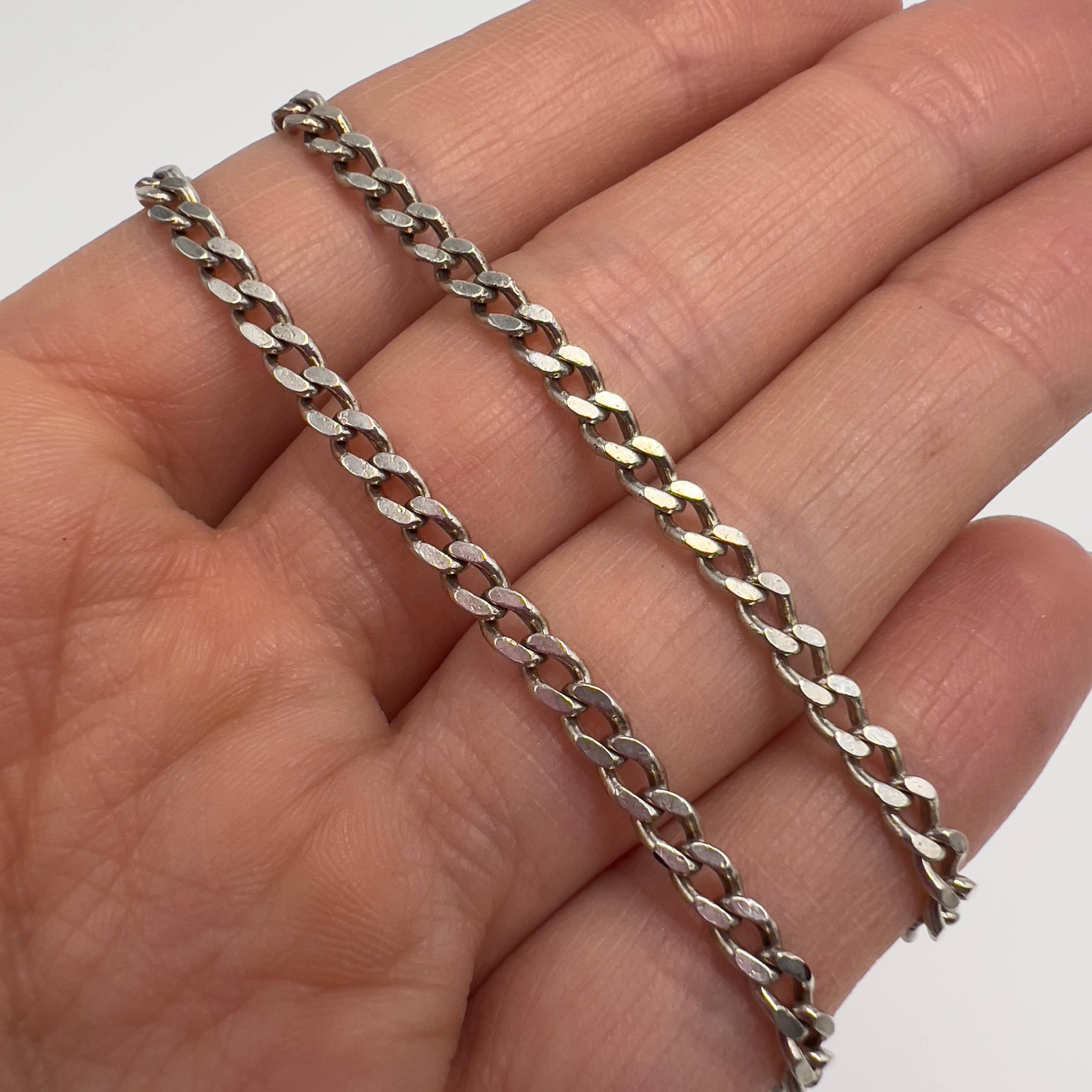 Sterling Silver Vintage Sterling Silver 925 Figaro Chain Necklace 11.4gr Size ONE SIZE - 2 Thumbnail