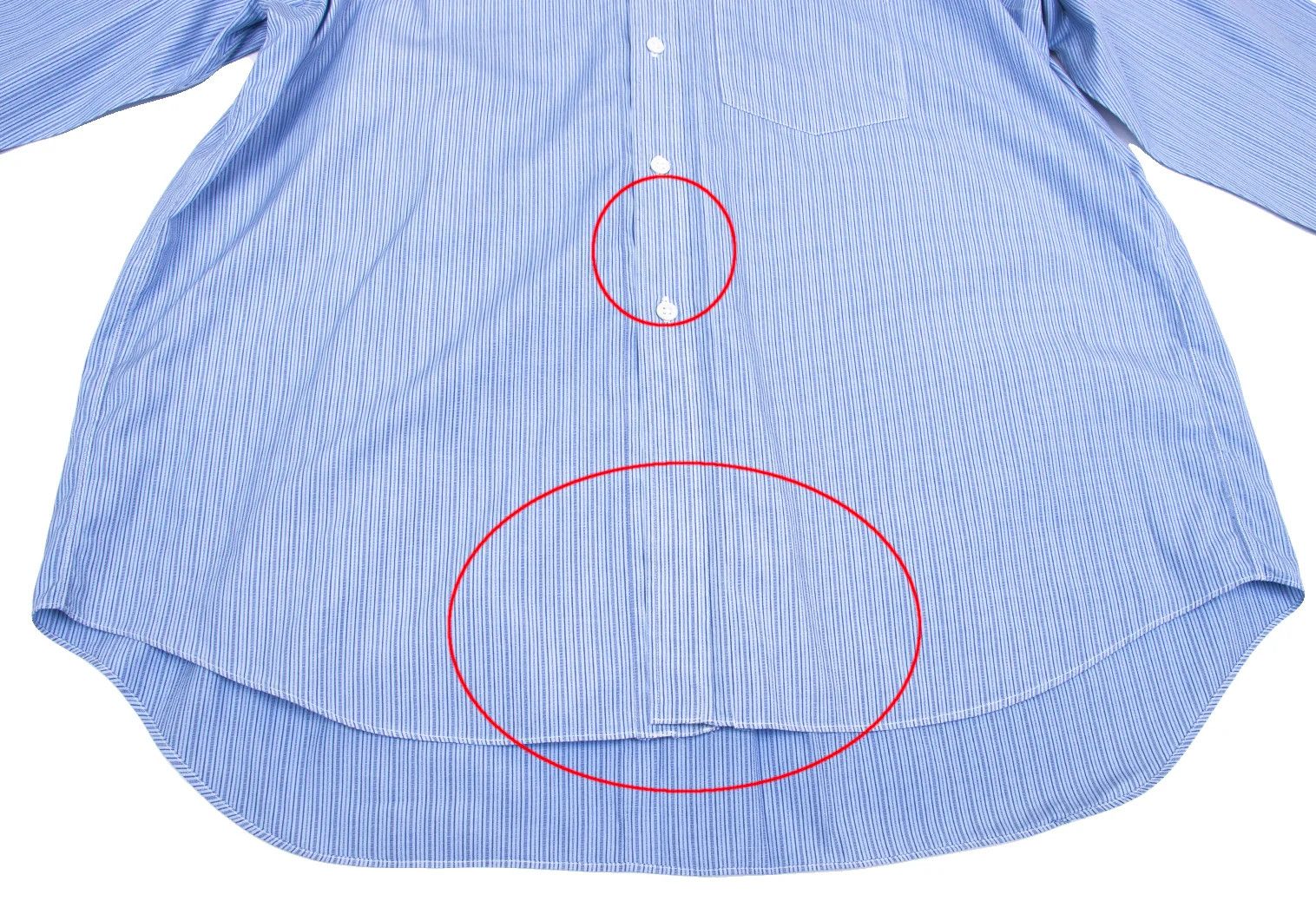 Comme des Garcons Homme Plus Cotton Stripe Shirt in Light Blue and Navy, Size M Size US M / EU 48-50 / 2 - 12 Thumbnail