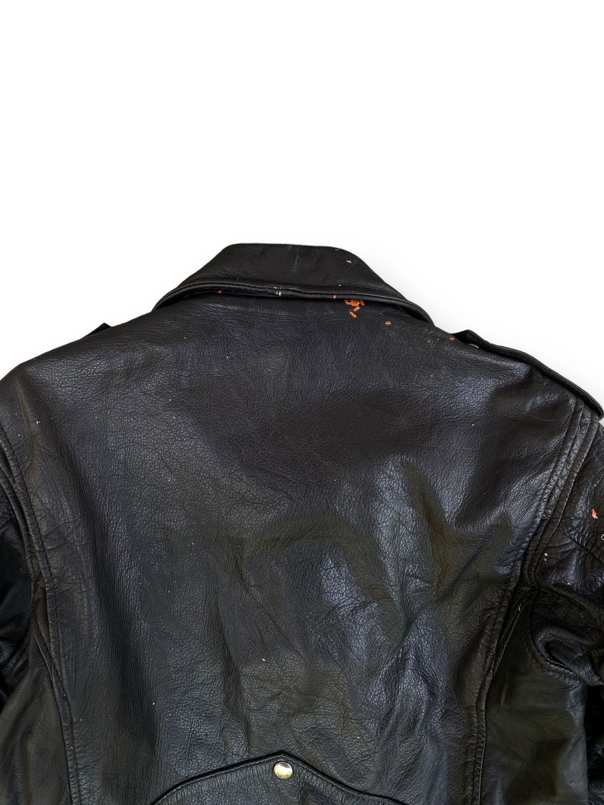 Genuine Leather Vintage Double Collar Punk Leather Motorcycle Jacket. #D2 Size US L / EU 52-54 / 3 - 7 Thumbnail