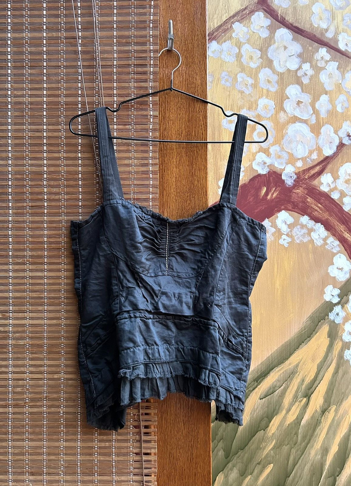 00s Marithe Francois Girbaud Corset Bustier Ruffle CropTop