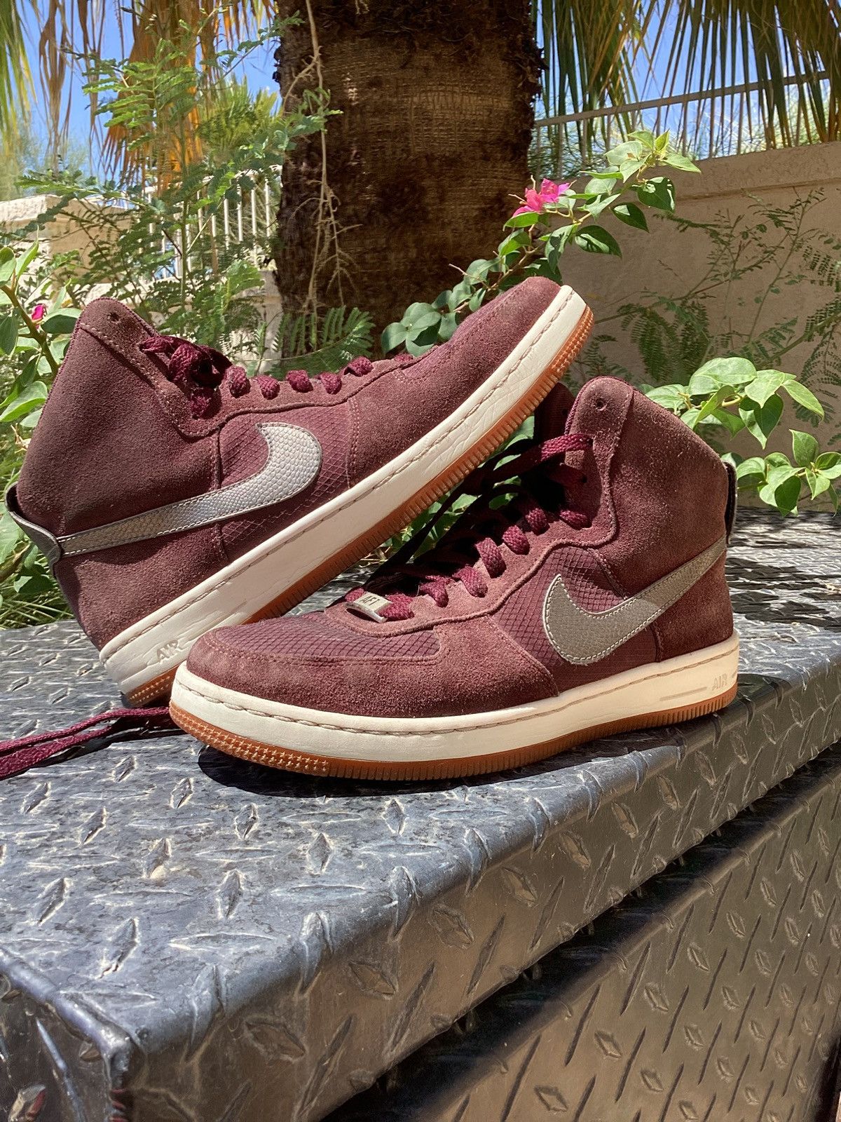 high top nike air brown suede
