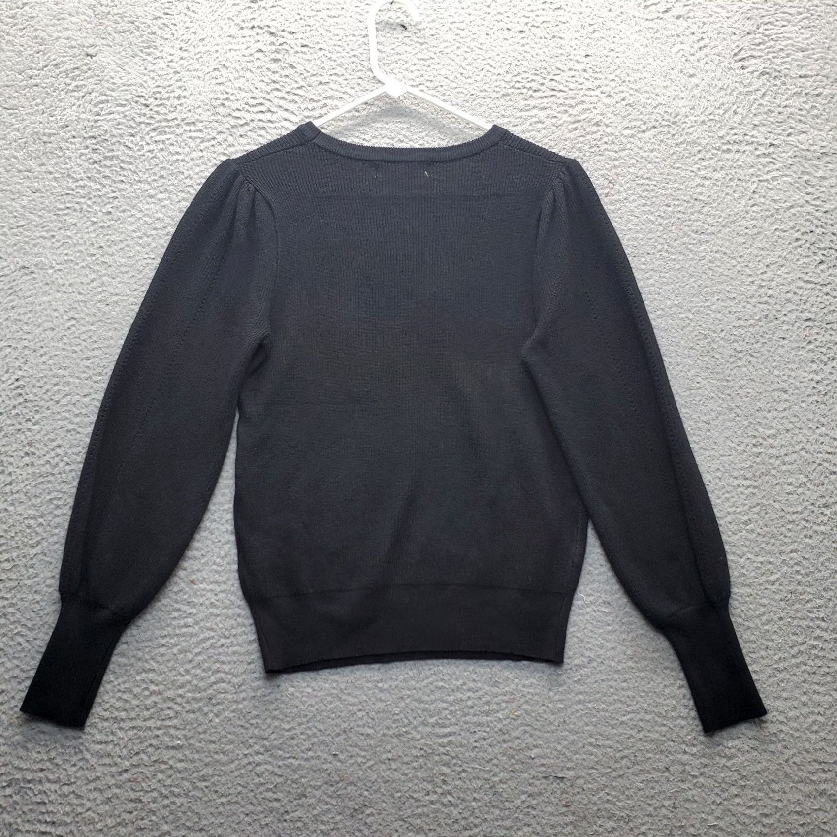Vintage Philosophy Sweater Womens Small Black Knitted Puff Shoulder Crew Neck Pullover Size S / US 4 / IT 40 - 2 Thumbnail