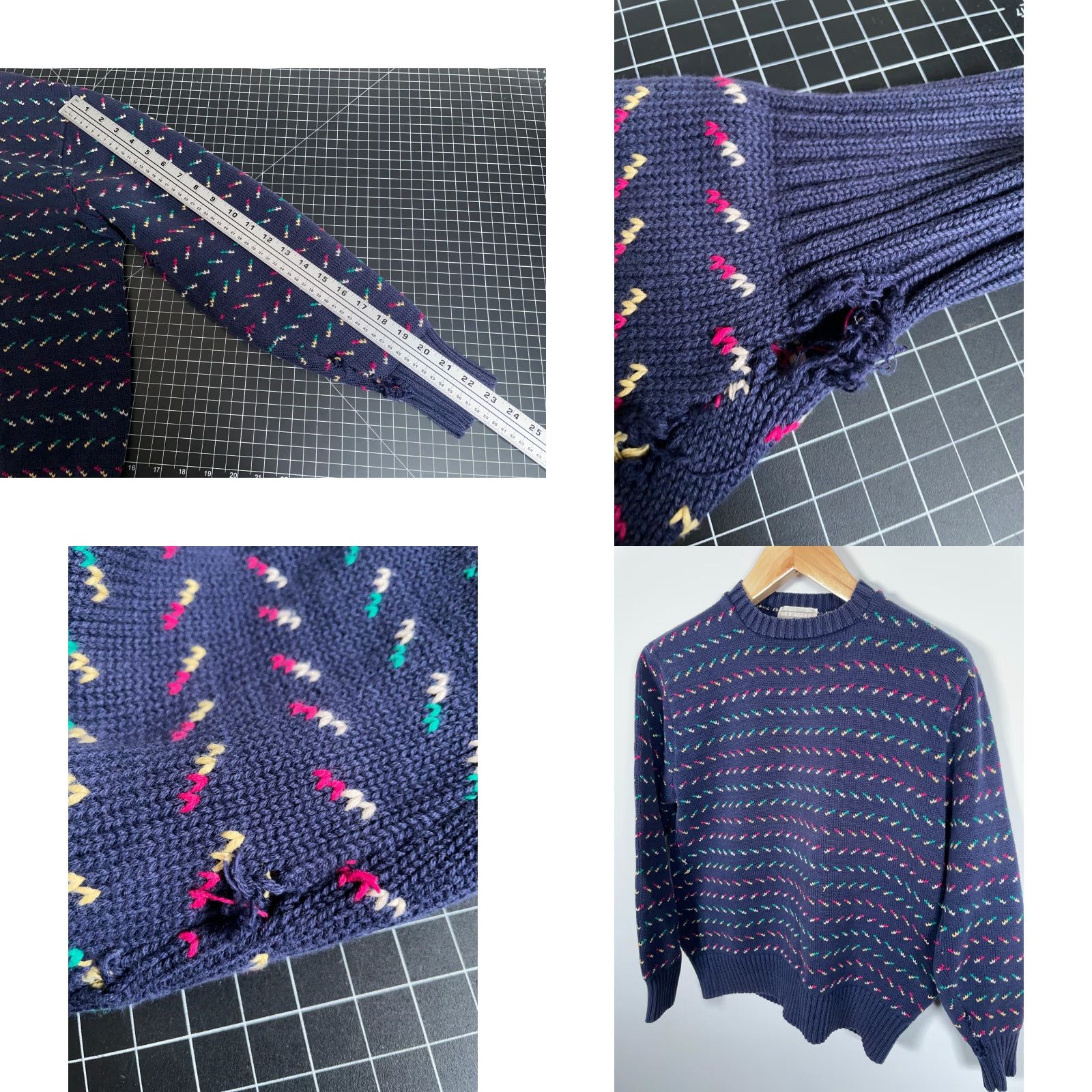 Vintage Vintage Yes Lord Jeff 80s Sweater Adult Large XL Tag Dark Blue Geometric Pattern Cotton Size US L / EU 52-54 / 3 - 8 Thumbnail