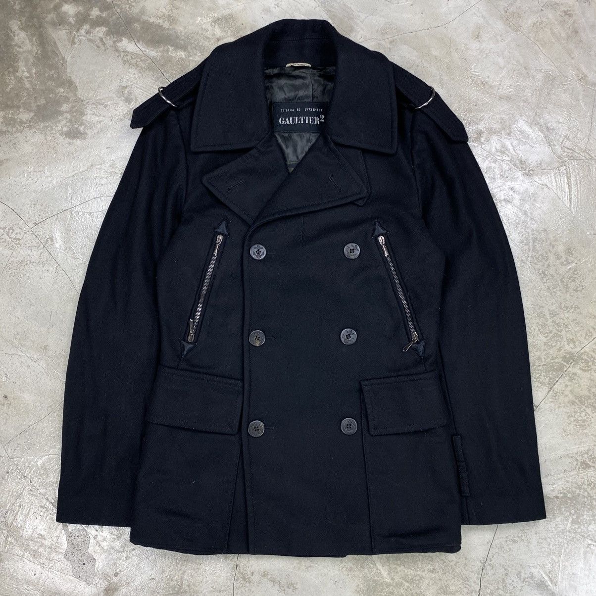Jean Paul Gaultier Double Breasted Wool Pea Coat Size US M / EU 48-50 / 2 - 1 Thumbnail