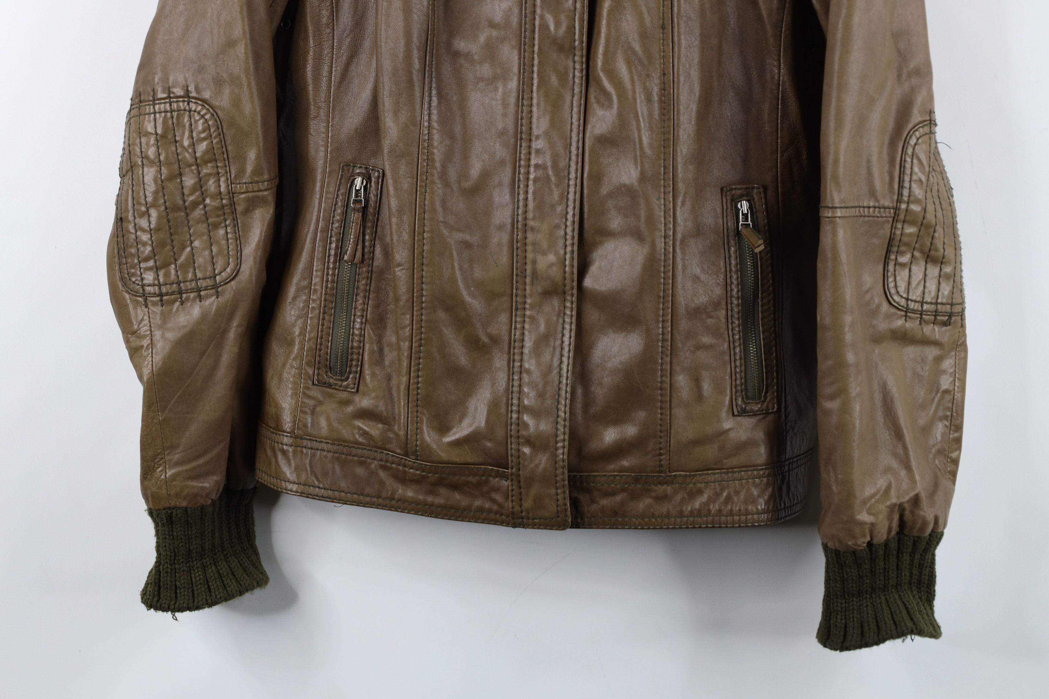 Eddie Bauer Vintage Eddie Bauer Leather Full Zip Bomber Jacket Breen Size L / US 10 / IT 46 - 3 Thumbnail
