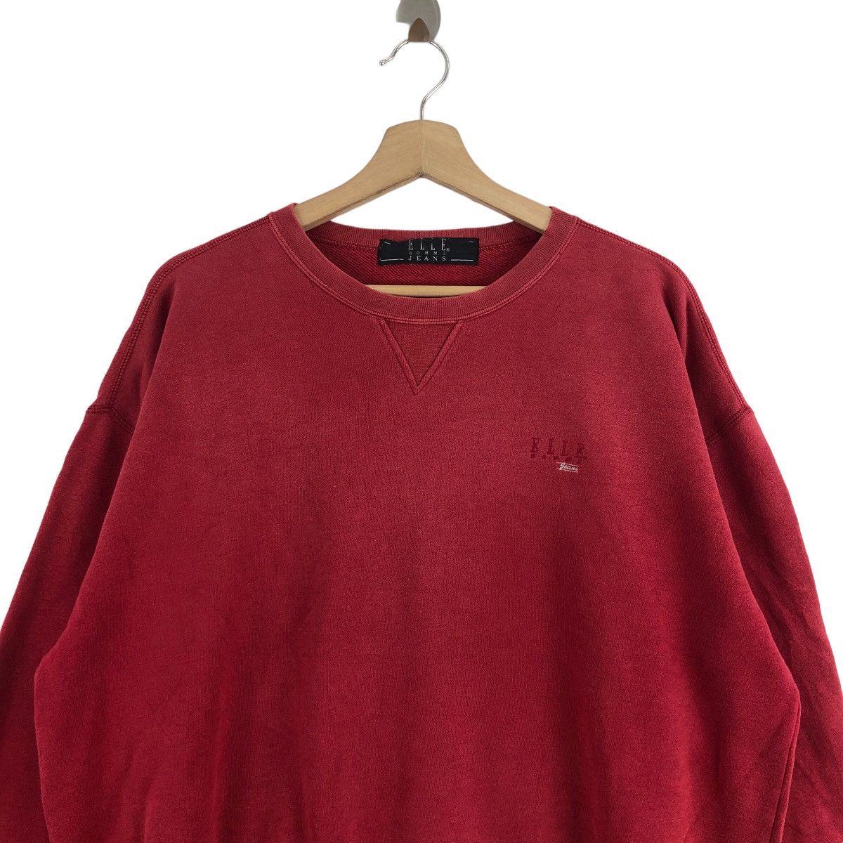 Designer × Vintage Vintage 90s ELLE Homme Jeans Sweatshirt Big Logo Embroidered Size L / US 10 / IT 46 - 2 Thumbnail