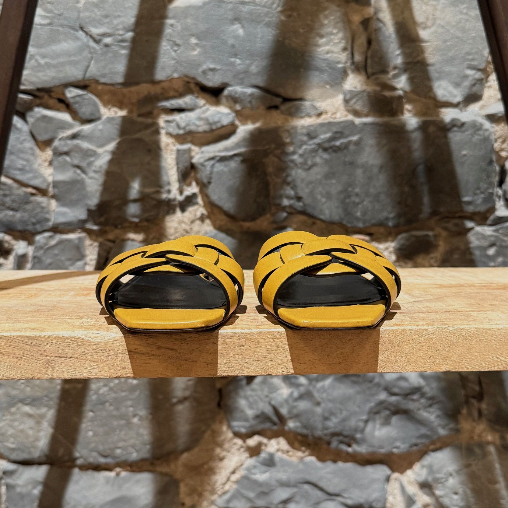 Saint Laurent Paris Saint Laurent Yellow Tribute Mules Flat Sandals Size US 7 / IT 37 - 2 Thumbnail