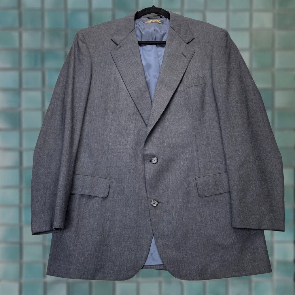 Brooks Brothers Vintage Brooks Brothers Suit Mens 43 Gray Notch Lapel Single Breasted 2 Piece Wool USA Coat Jacket Full Set Clothing Size 46R - 1 Thumbnail