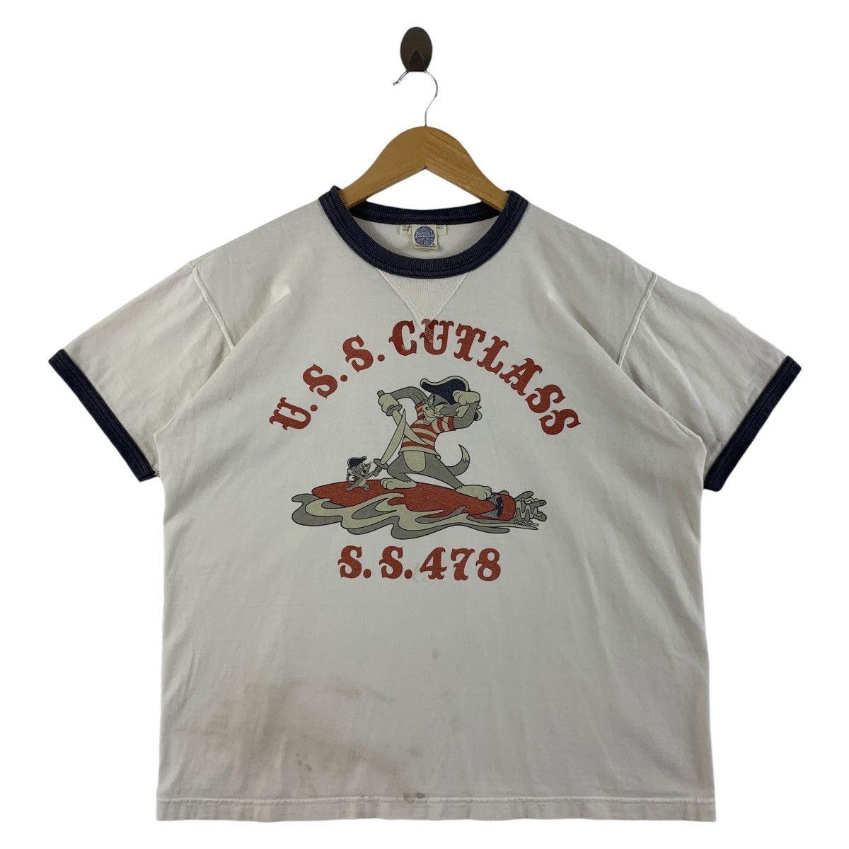 Japanese Brand × TOYS McCOY × The Real McCoy's TOY’S Mc COYS X TOM N JERRY Uss cutlas spellout tee Size US XL / EU 56 / 4 - 1 Thumbnail