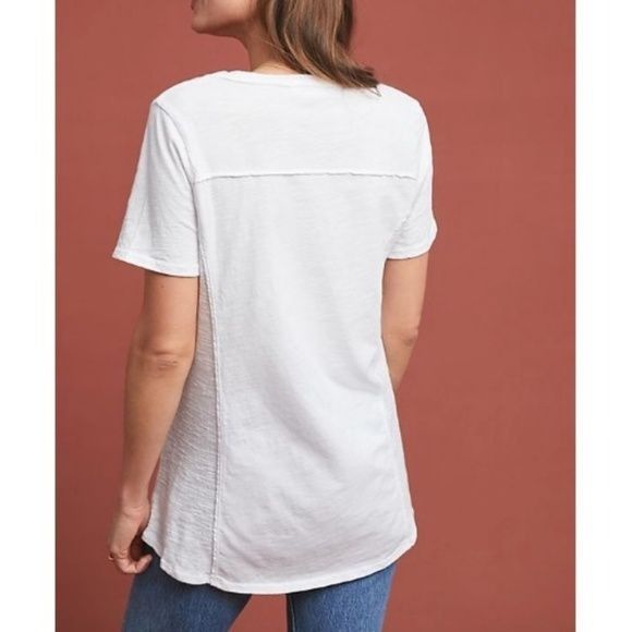 Anthropologie Contrast Stretch Tee Anthropologie White Lightweight Size XS / US 0-2 / IT 36-38 - 2 Thumbnail
