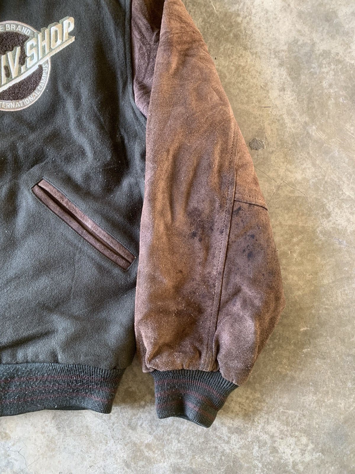Vintage University Shop suede leather sleeve varsity rare Size US XL / EU 56 / 4 - 4 Thumbnail