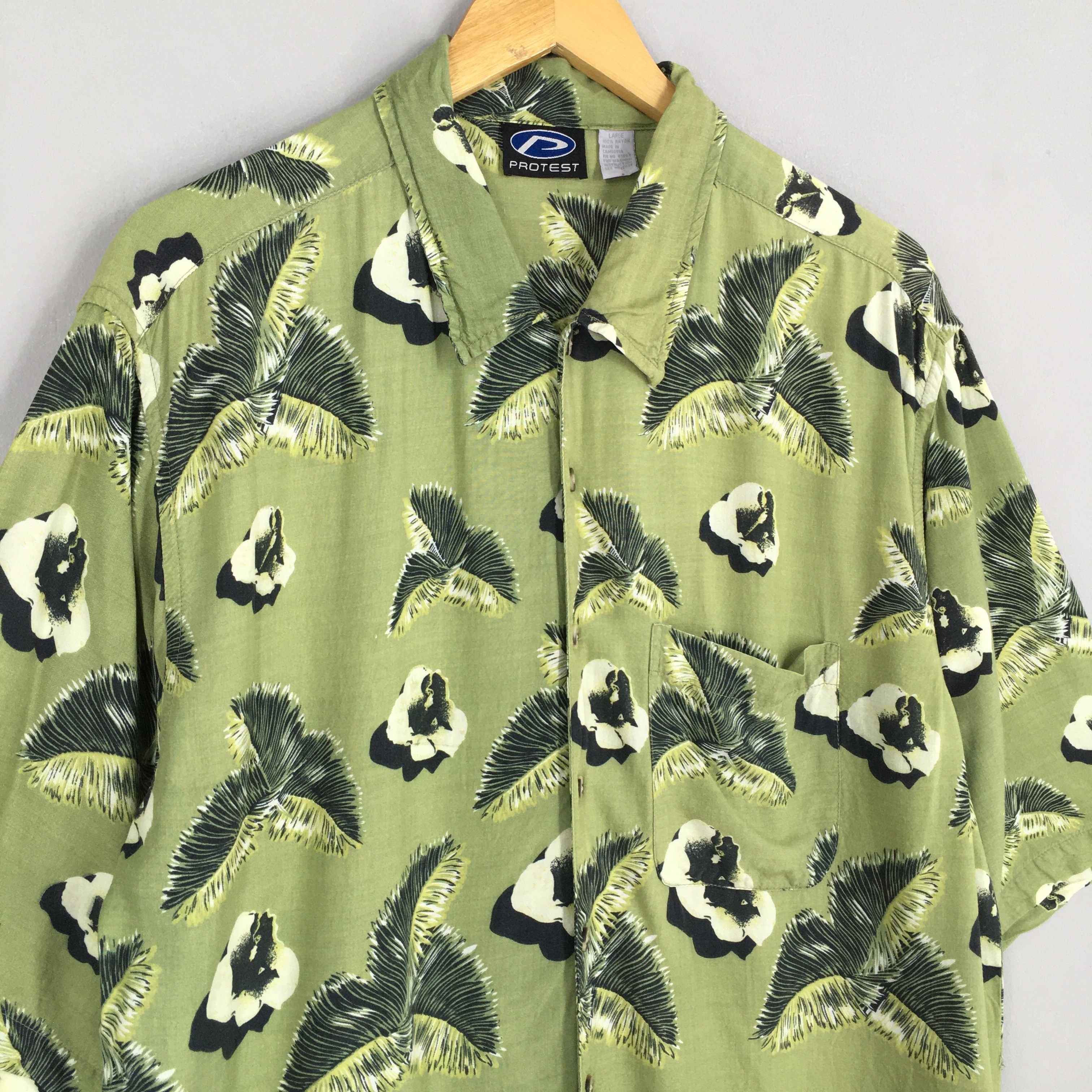 Other Vintage 90s Floral Leaves Aloha Men's Shirt Large Size US L / EU 52-54 / 3 - 3 Thumbnail