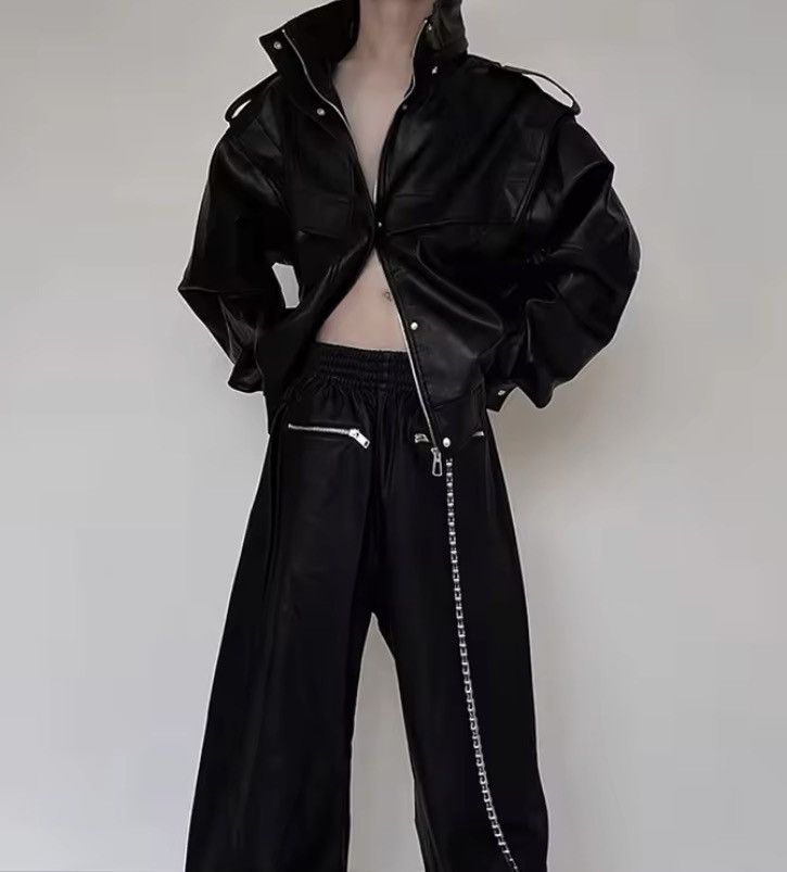 Japanese Brand 🏍️ Premium Black PU Leather Biker Jacket – Moto Core 2026 Size US L / EU 52-54 / 3 - 5 Thumbnail