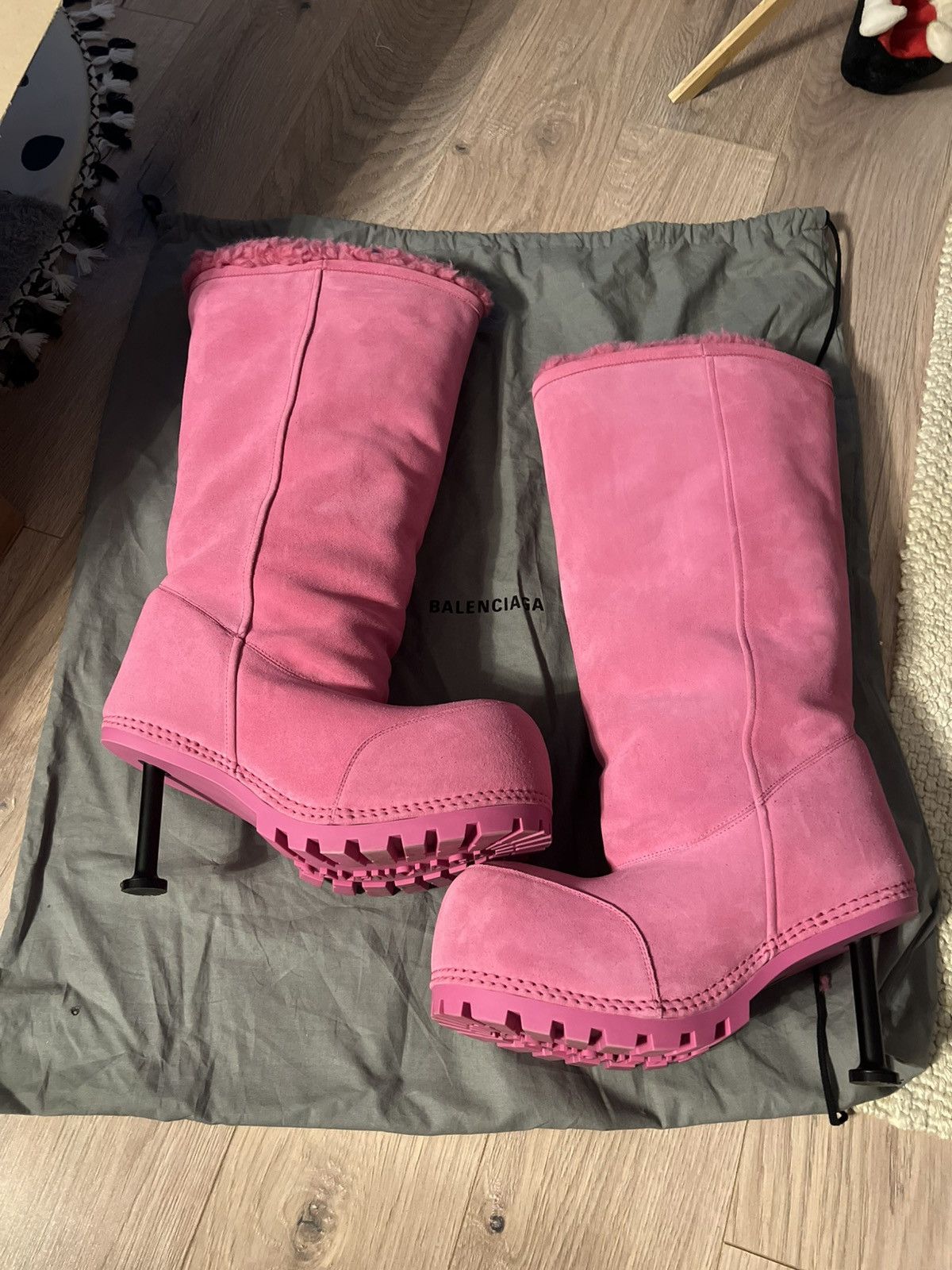 Balenciaga Alaska Stiletto Tall Suede Shearling Boots Size US 10 / IT 40 - 1 Thumbnail