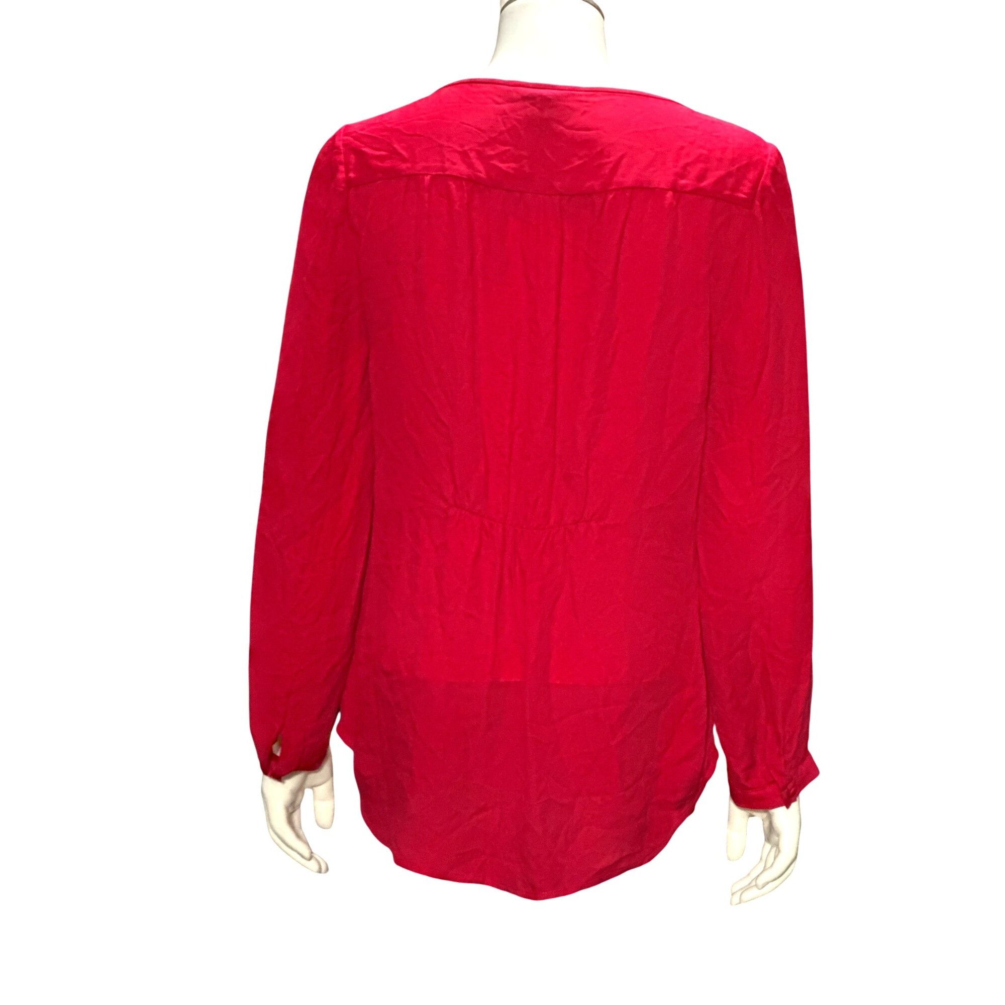Joie Joie Red Avanti Blouse 100 Percent Silk Long Sleeve Scoop Ne Size M / US 6-8 / IT 42-44 - 5 Thumbnail