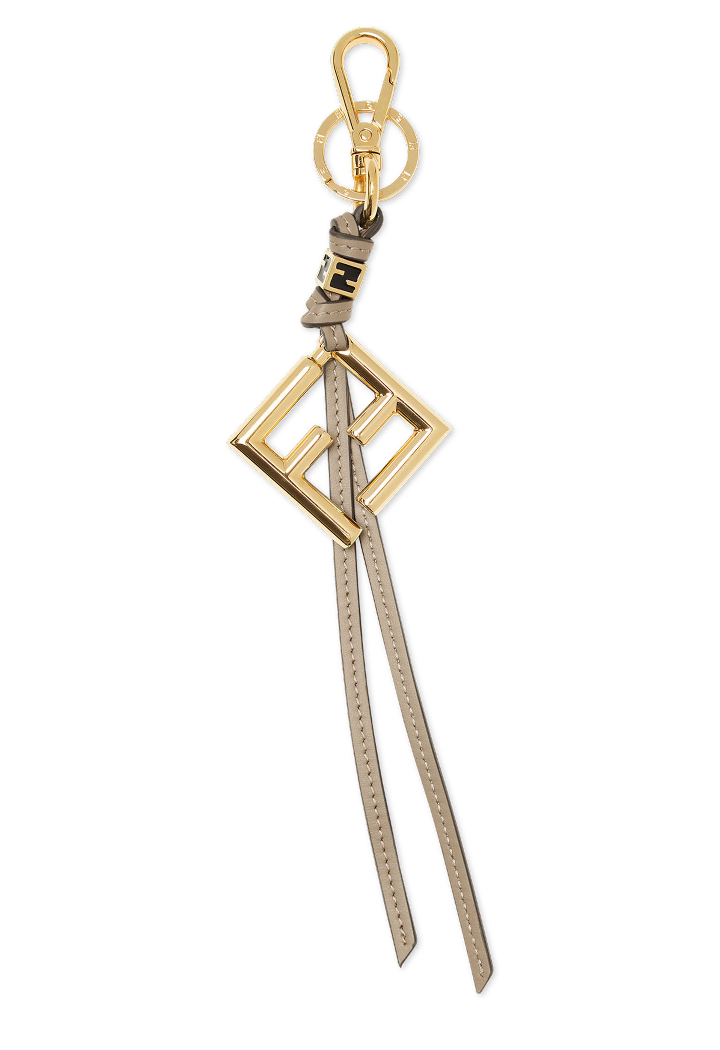 Fendi FENDI gray FF diamonds leather bag charm / keyring Size ONE SIZE - 1 Thumbnail