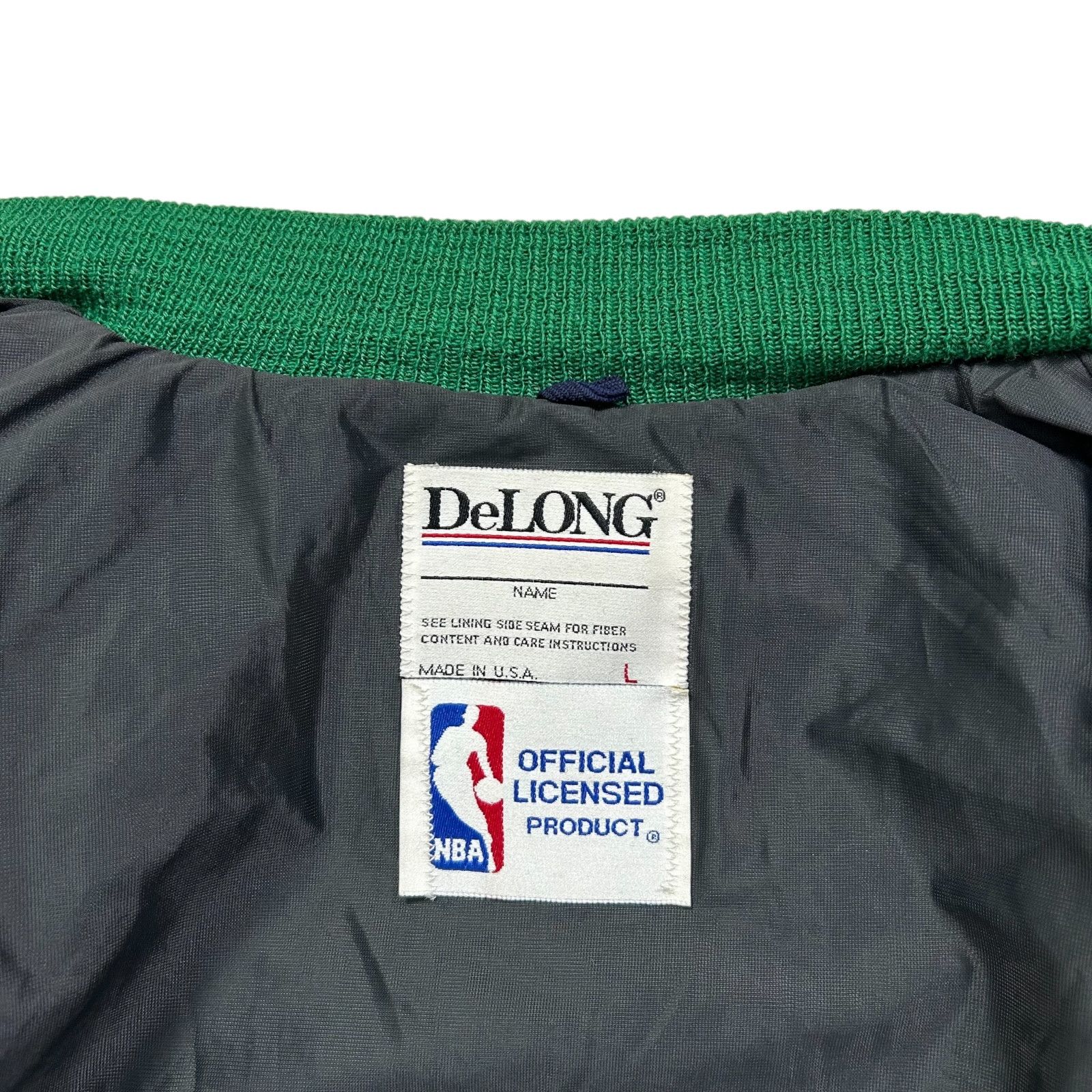 NBA VTG 90s BOSTON CELTICS DELONG VARSITY WOOL LEATHER JACKET Size US L / EU 52-54 / 3 - 7 Thumbnail